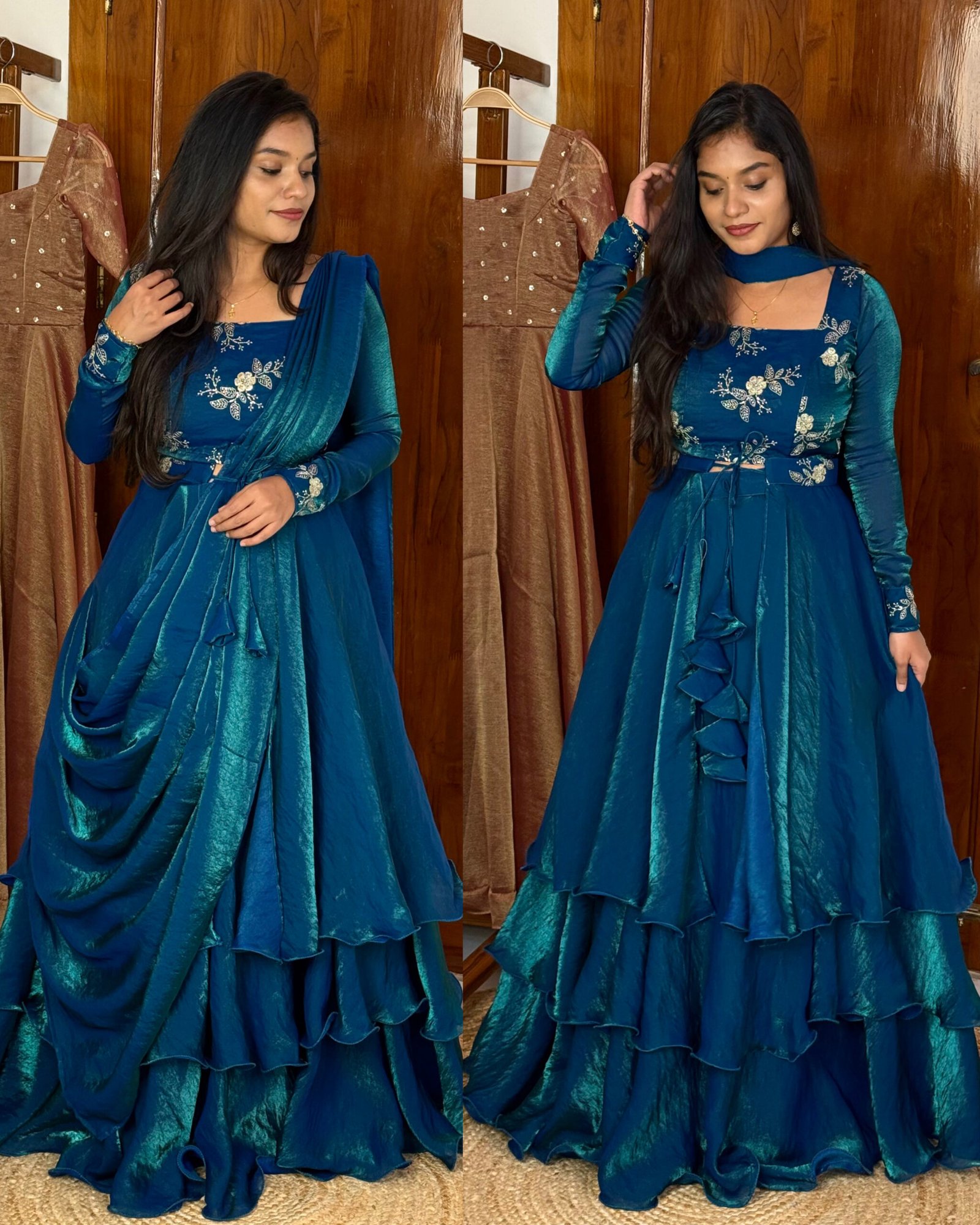 3 in 1 Lehenga - Peacock blue