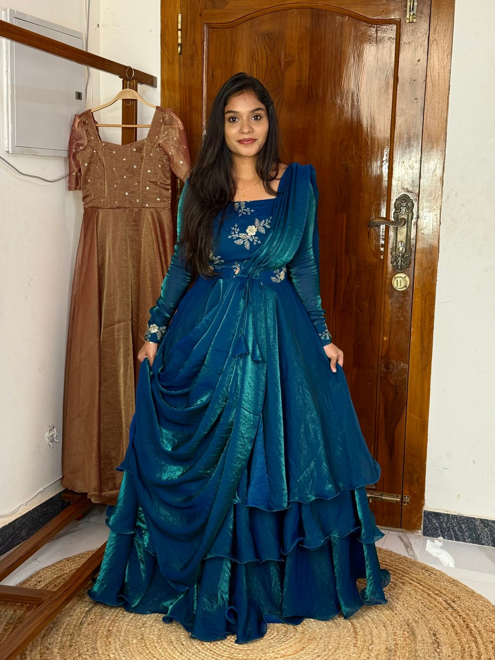 3 in 1 Lehenga - Peacock blue