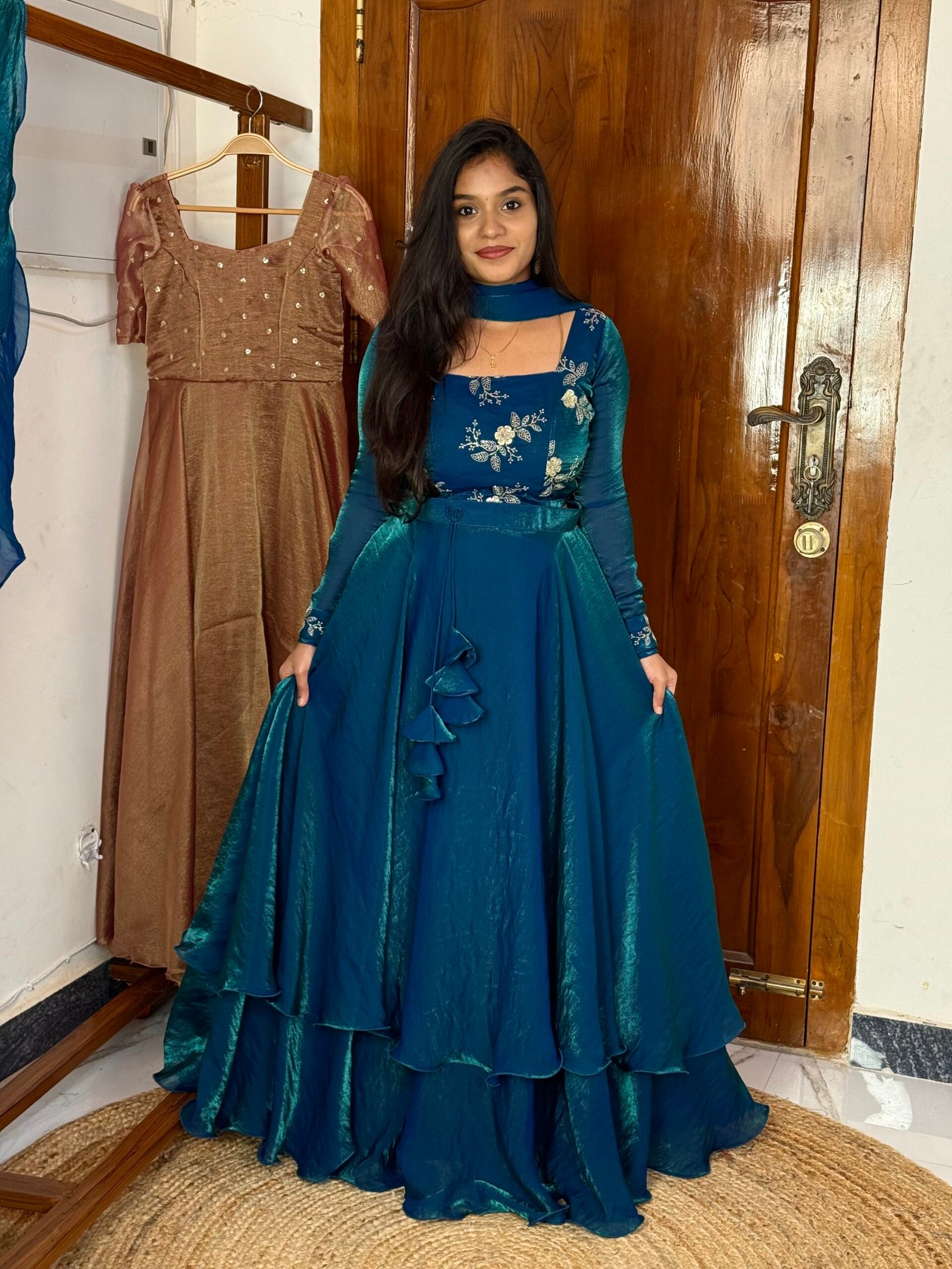 3 in 1 Lehenga - Peacock blue
