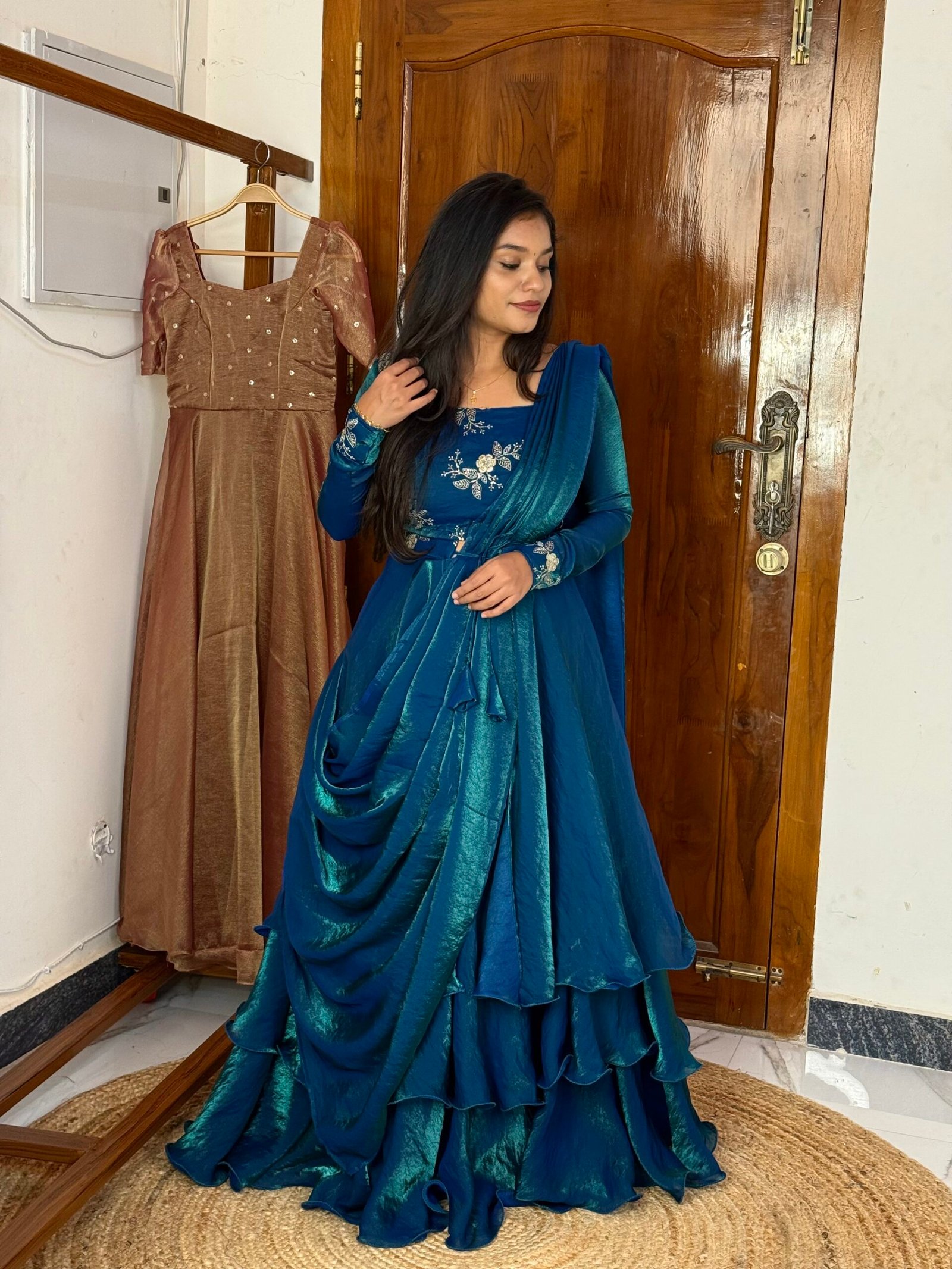 3 in 1 Lehenga - Peacock blue