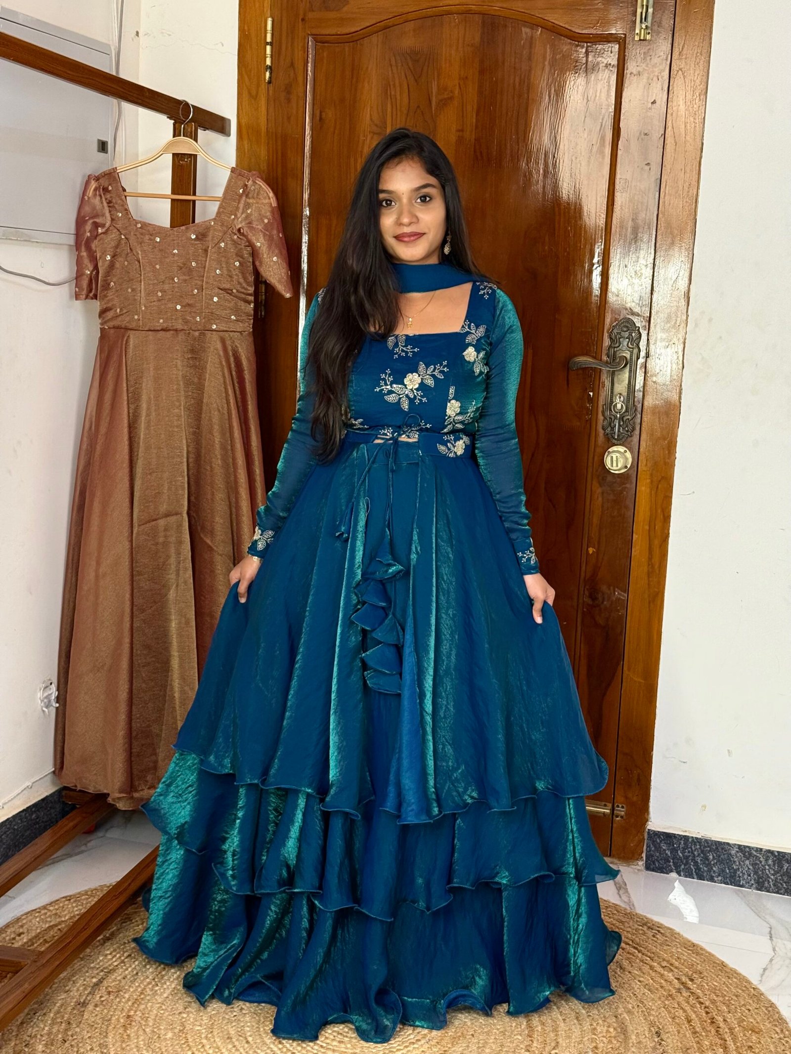3 in 1 Lehenga - Peacock blue