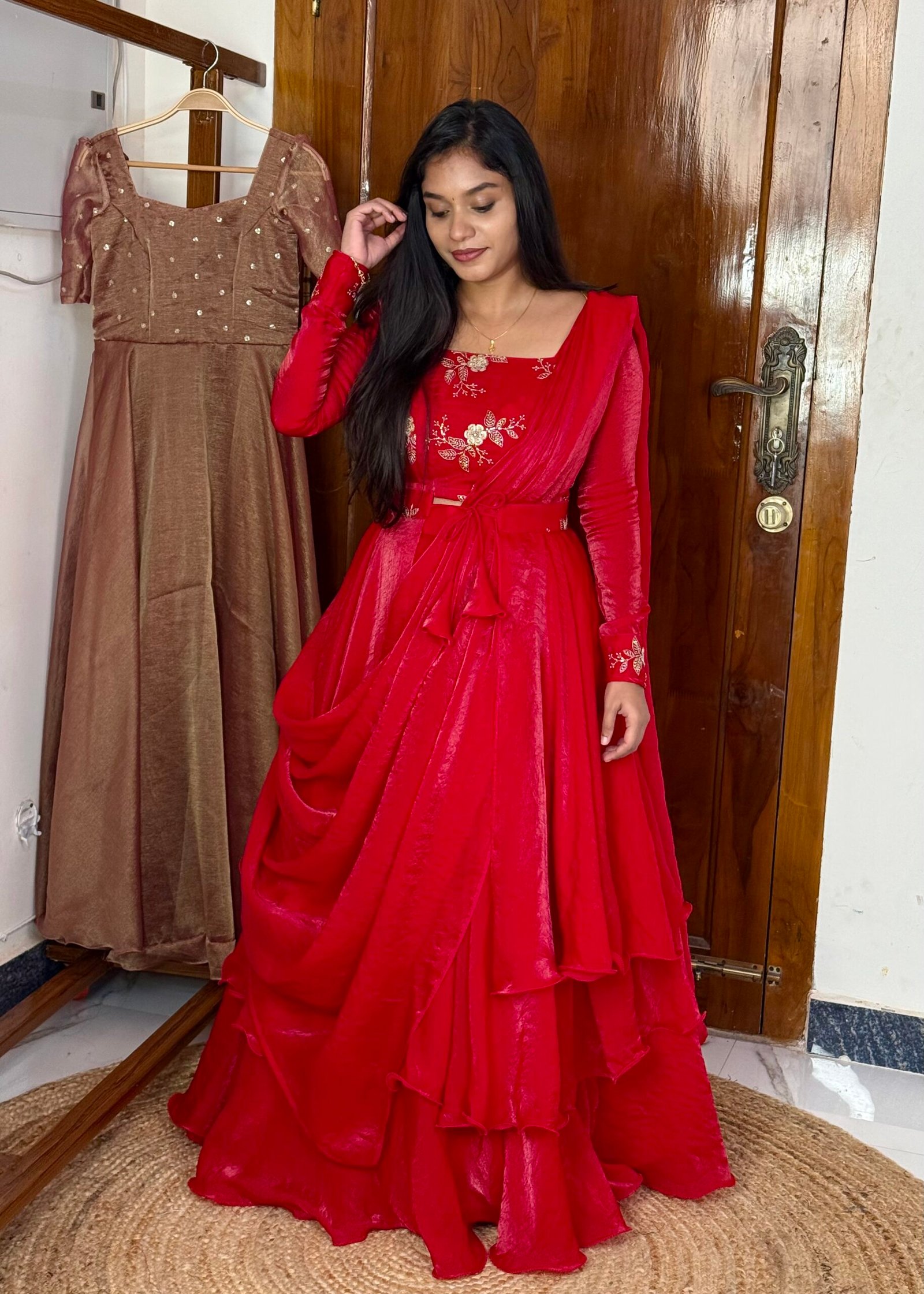 3 in 1 LEHENGA - Pinkish red