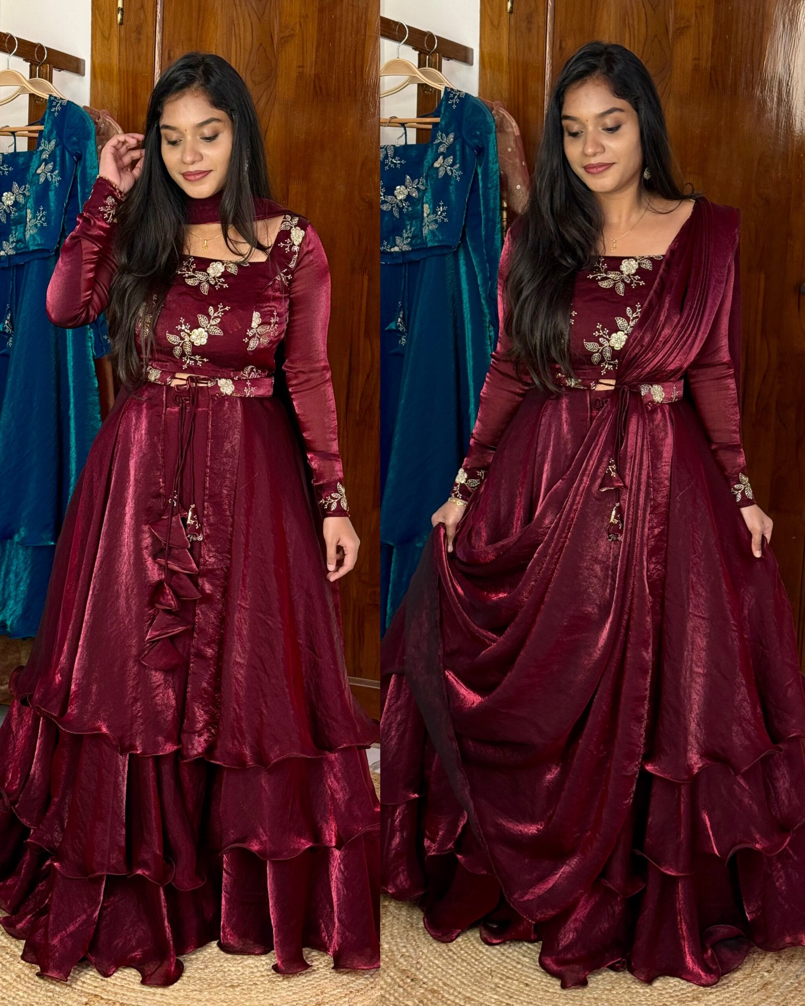 3 in 1 LEHENGA - Wine