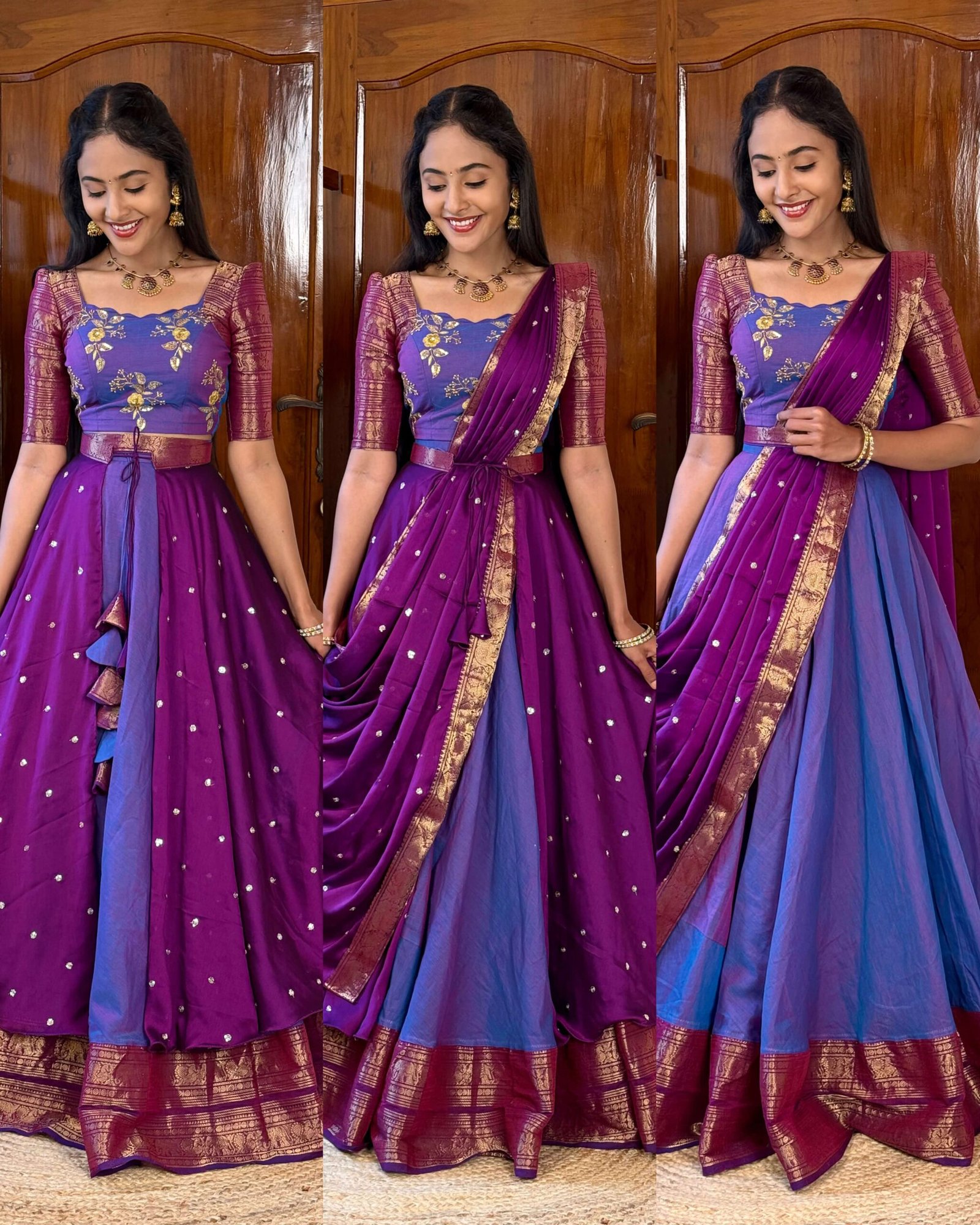 4 in 1 Dreamy layers lavender Lehenga set