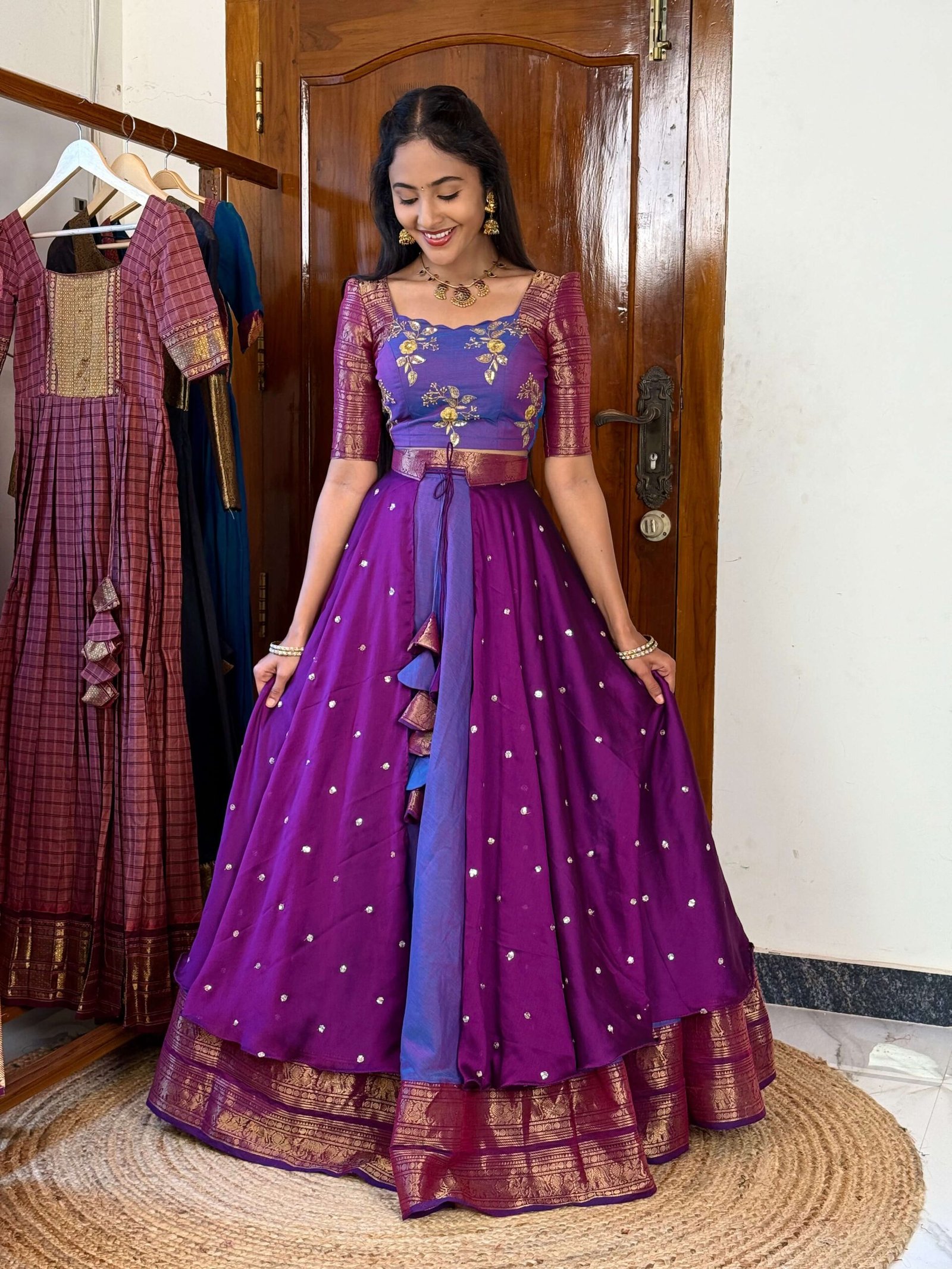 4 in 1 Dreamy layers lavender Lehenga set