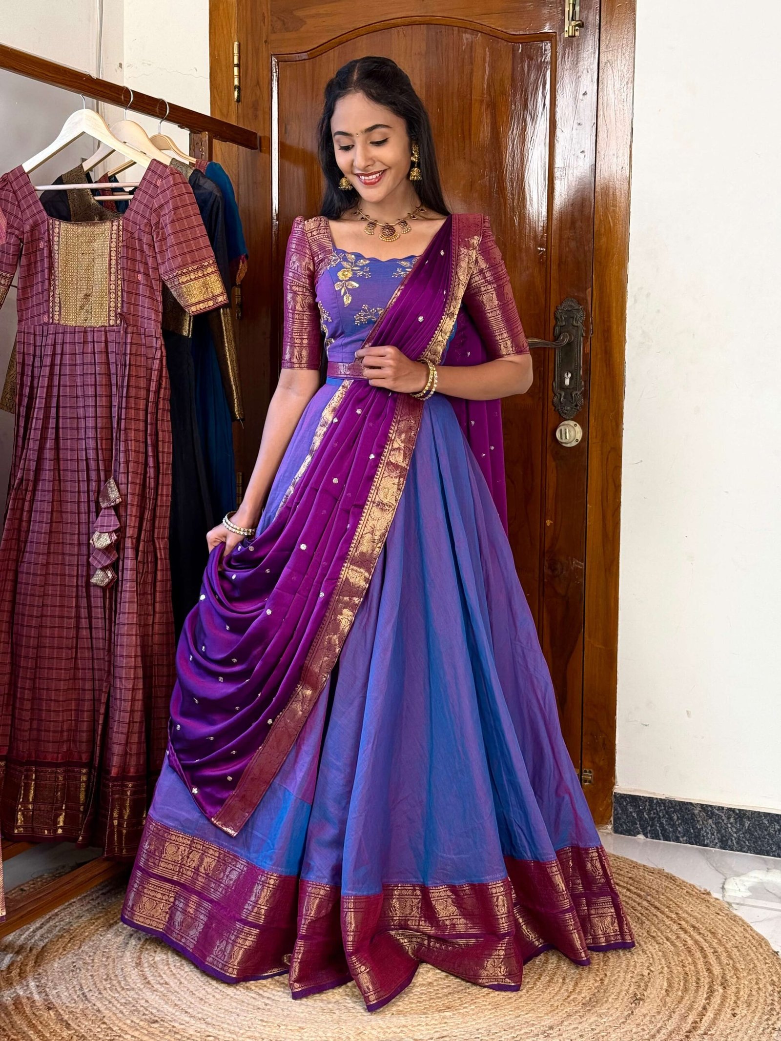 4 in 1 Dreamy layers lavender Lehenga set