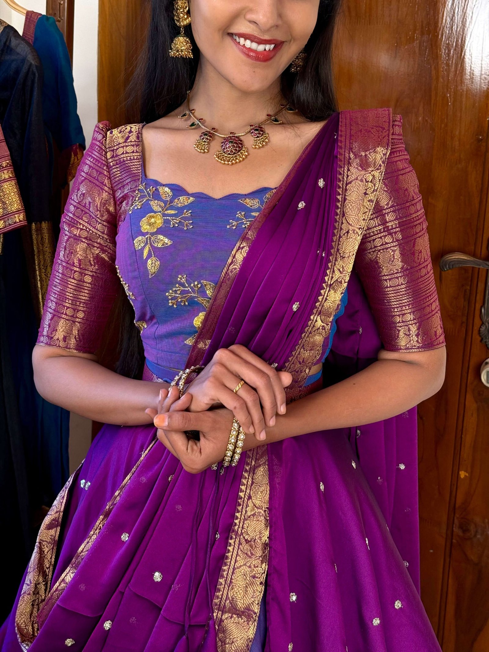 4 in 1 Dreamy layers lavender Lehenga set