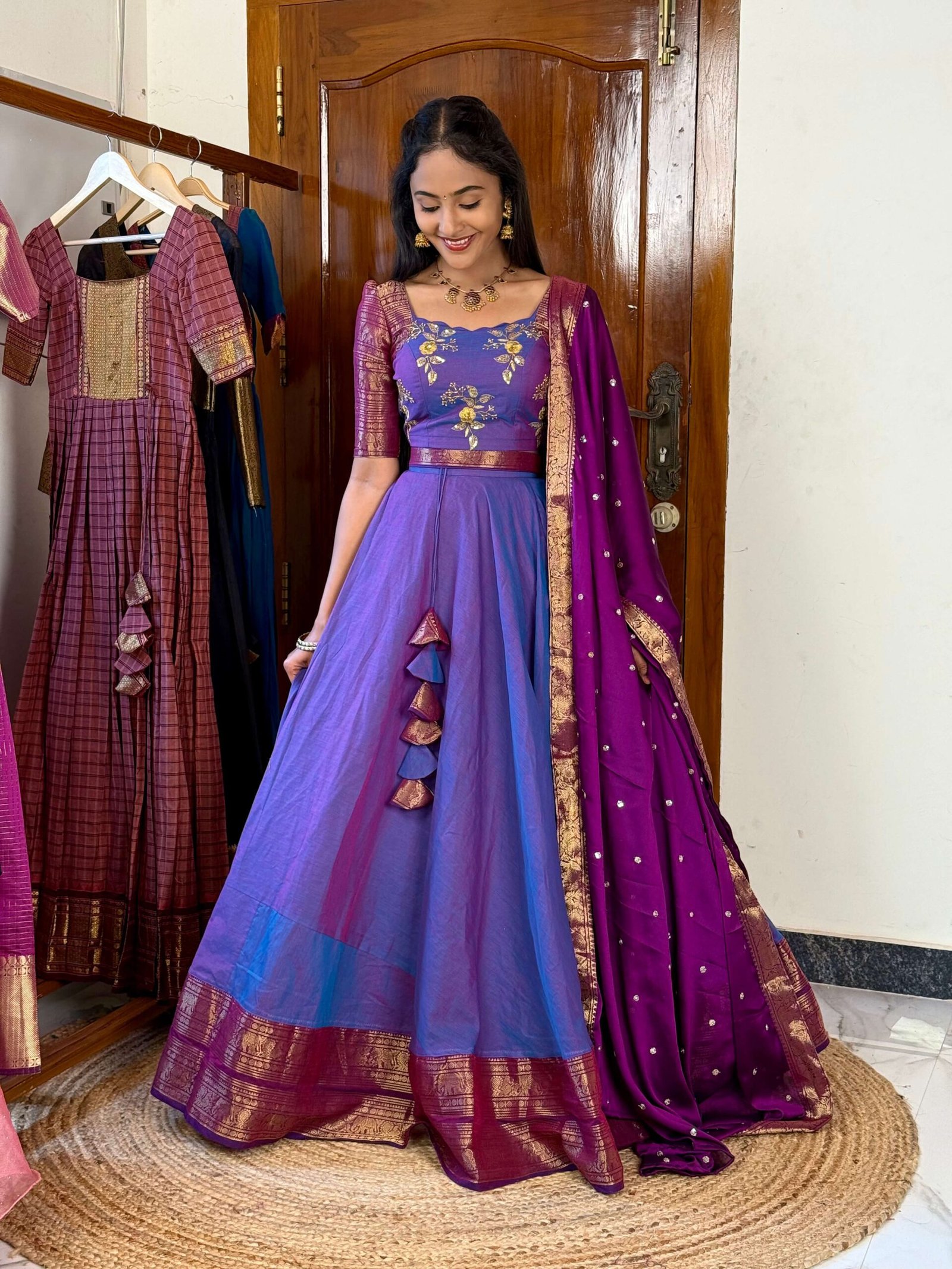 4 in 1 Dreamy layers lavender Lehenga set