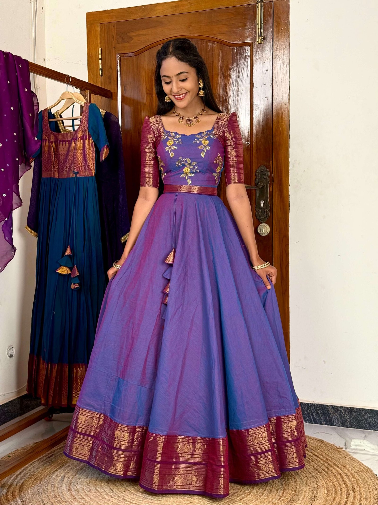 4 in 1 Dreamy layers lavender Lehenga set