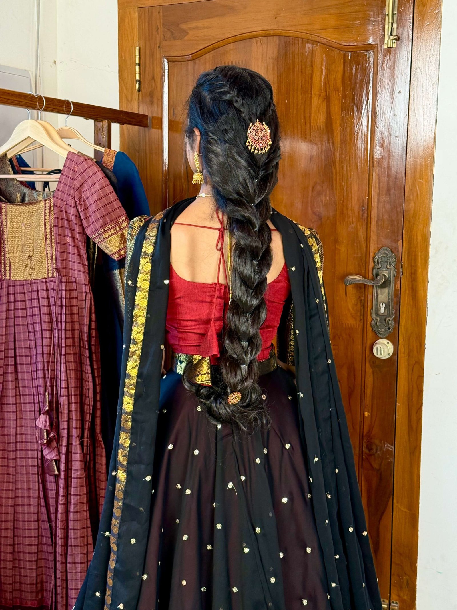 4 in 1 Maroon and black dreamy layers lehenga set