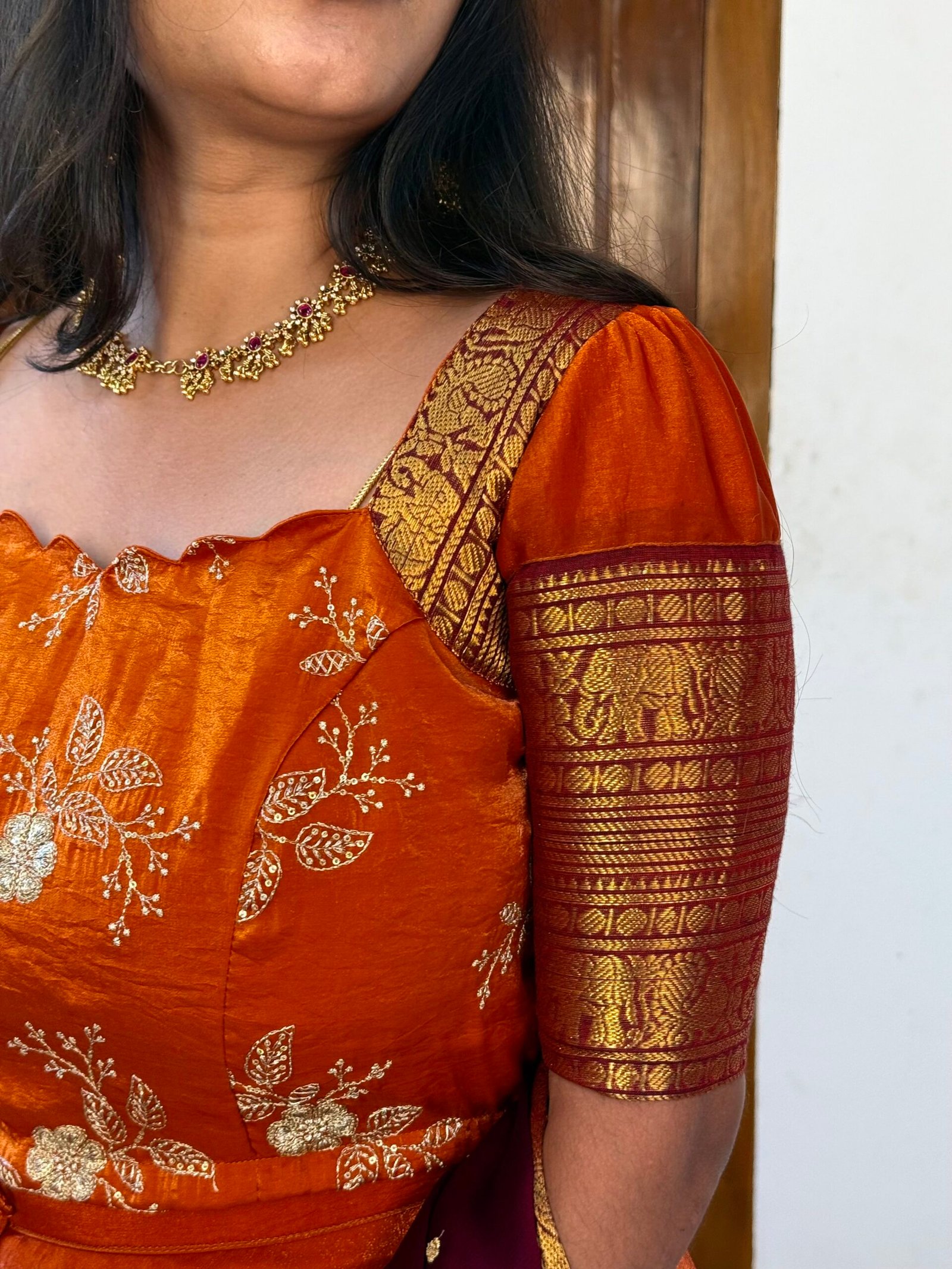 4 in 1 Rust orange and wine Lehenga set