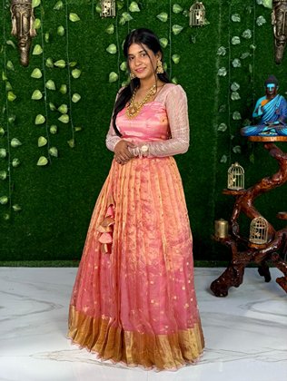 Bridal Pure Tissue Silk - Pink (Lehenga)