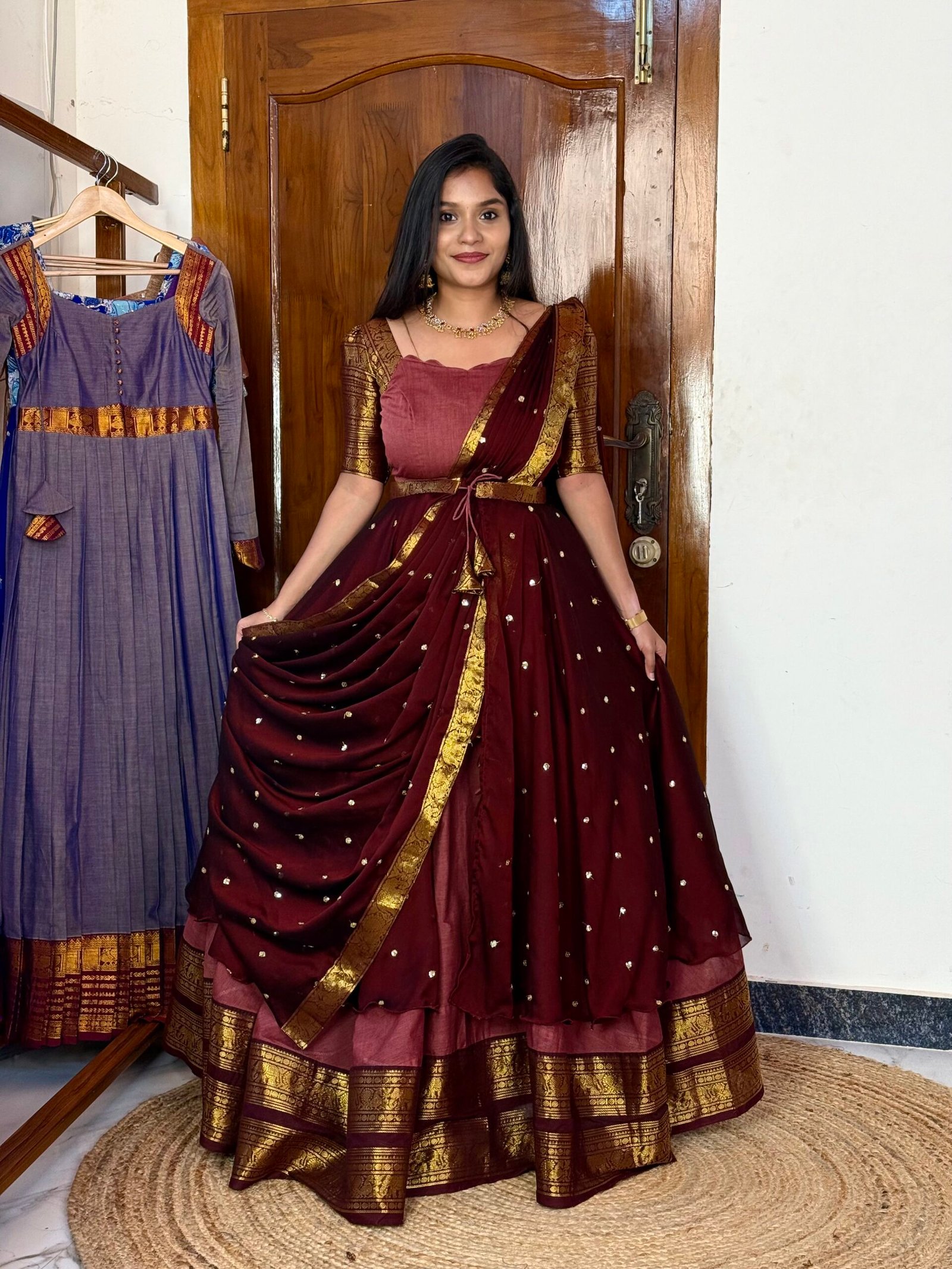 Chocolate pongal 3 in 1 Lehenga set