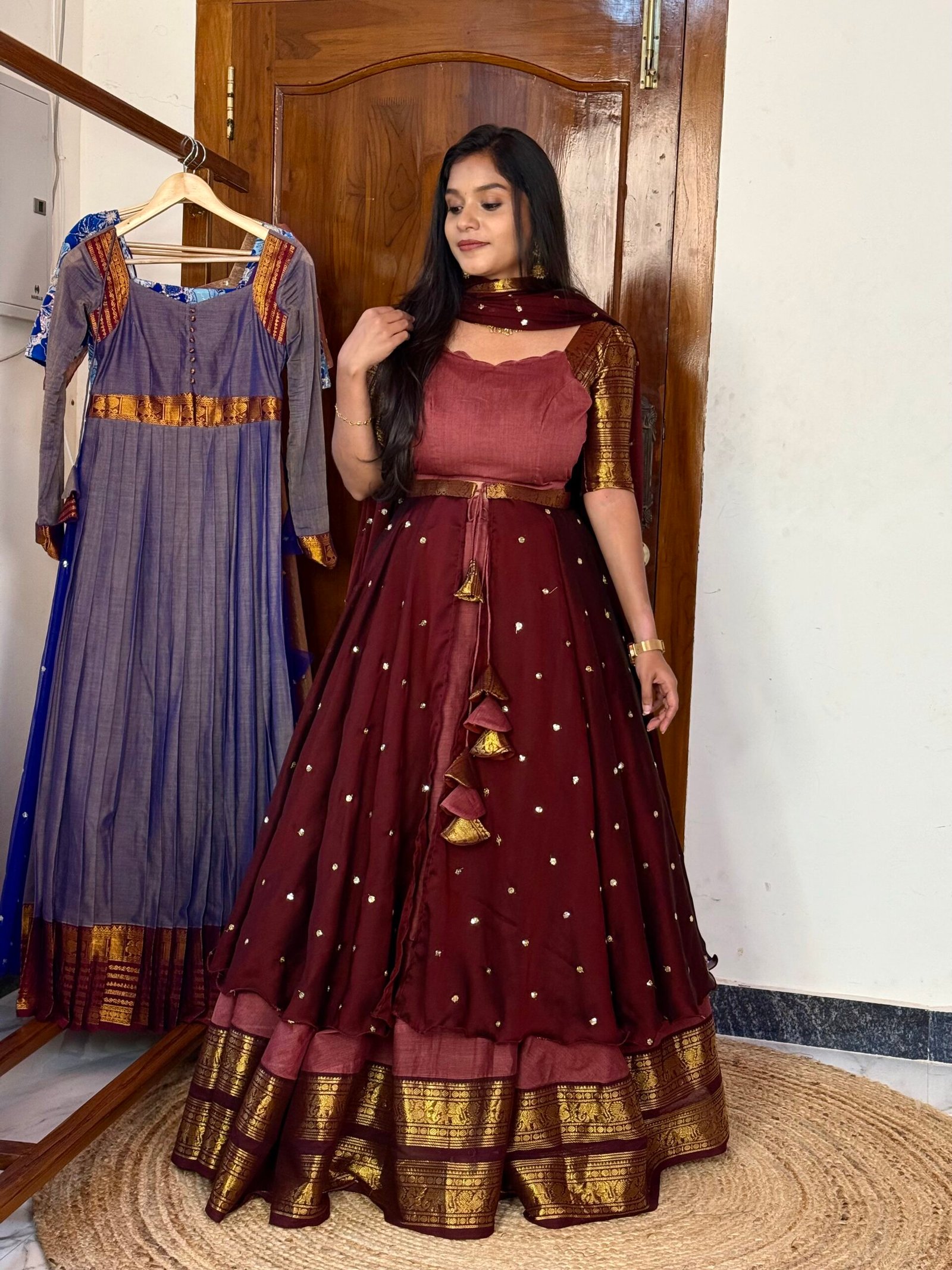 Chocolate pongal 3 in 1 Lehenga set