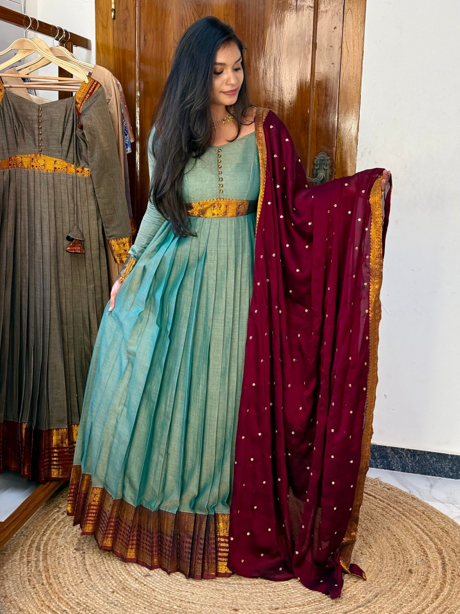 Ezhil Ocean blue Maxi dress
