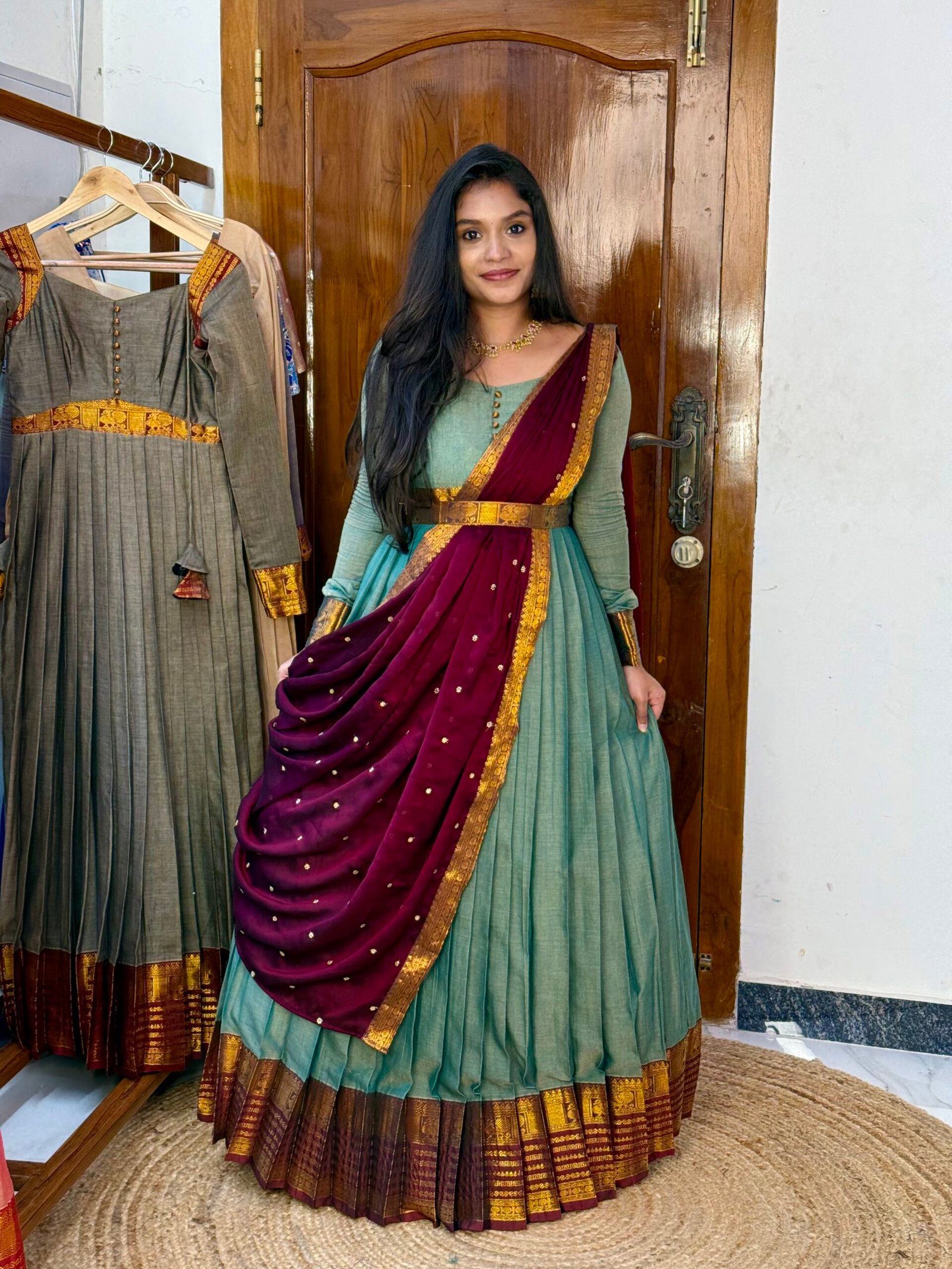 Ezhil Ocean blue Maxi dress