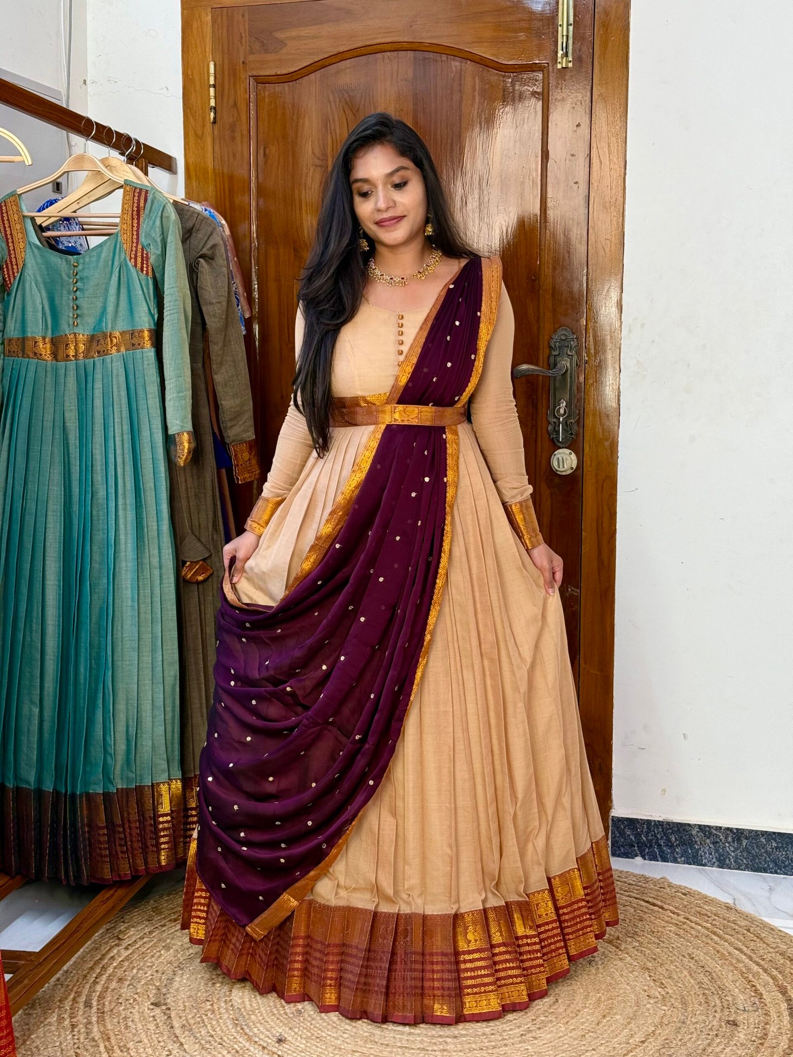 Ezhil Off white Maxi dress