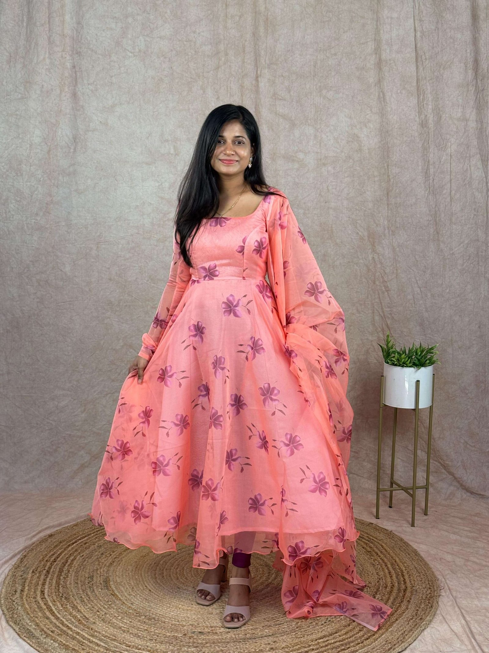 FLORAL ORGANZA - PEACH (Maxi)