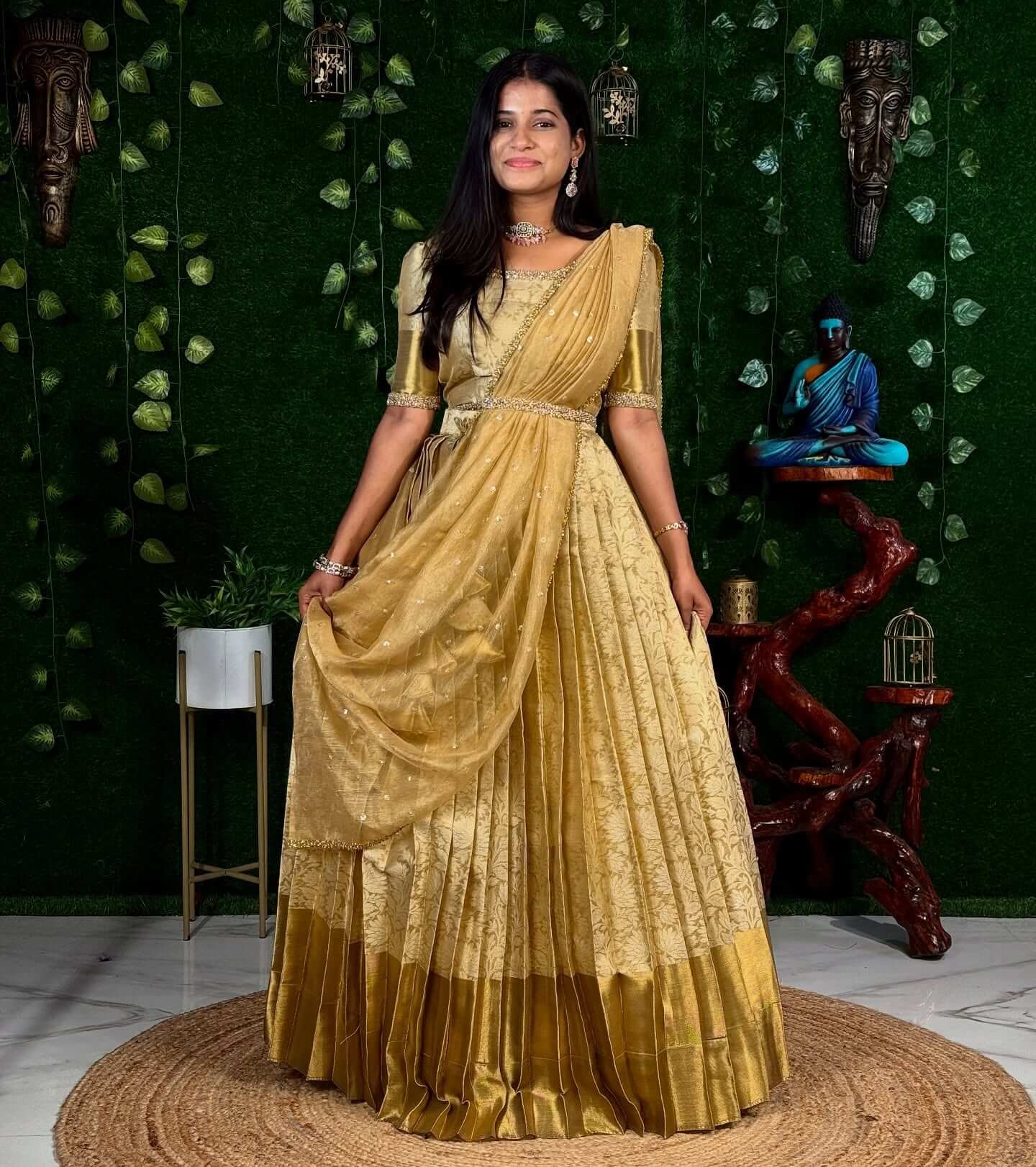 Gold Tissue silk Lehenga
