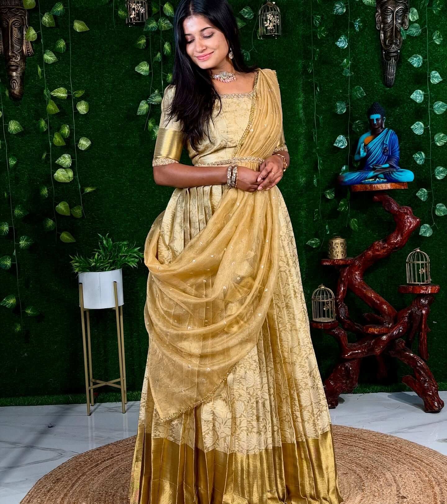 Gold Tissue silk Lehenga