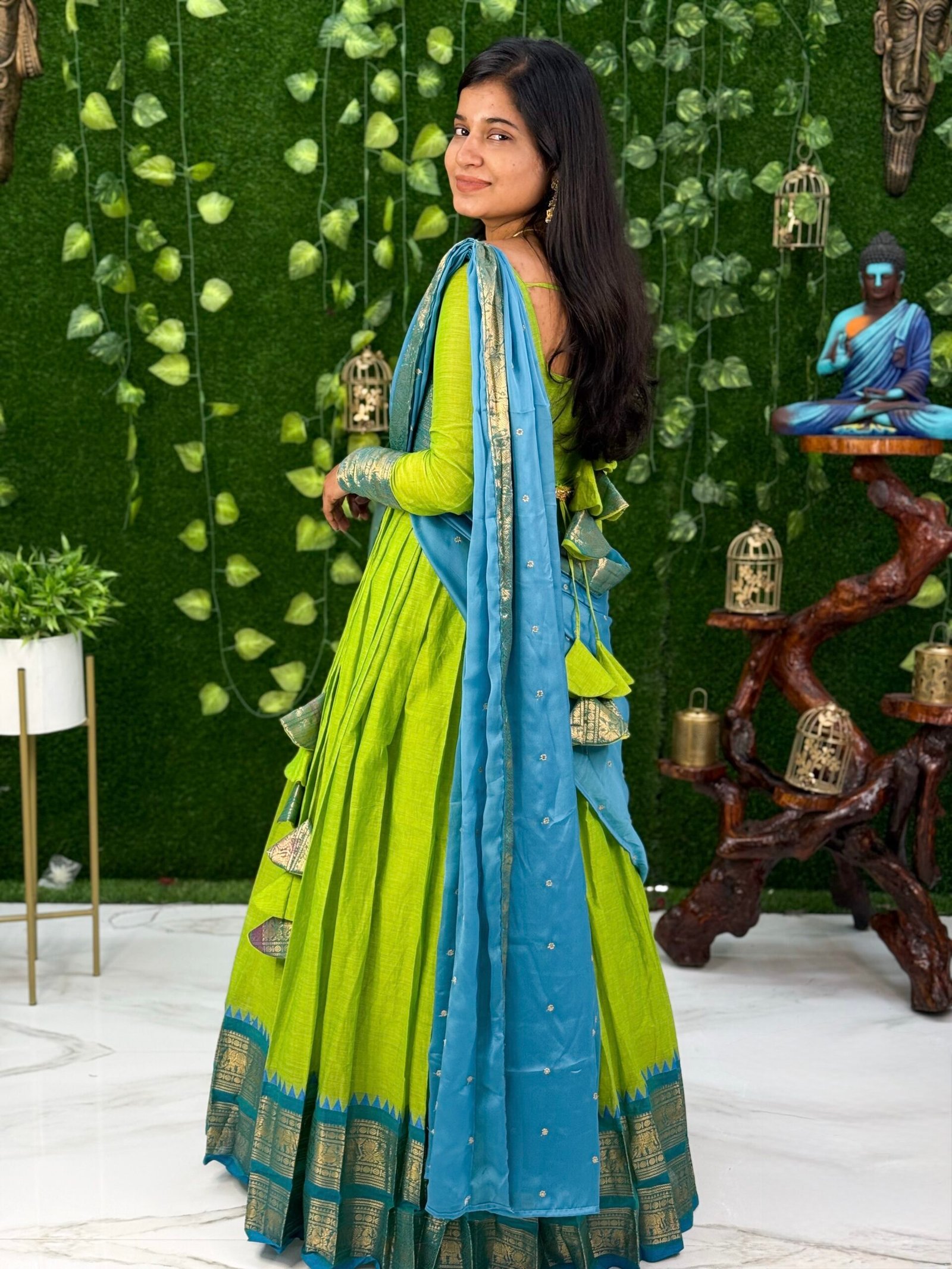 MAYIL - Light green & sky blue (Maxi)