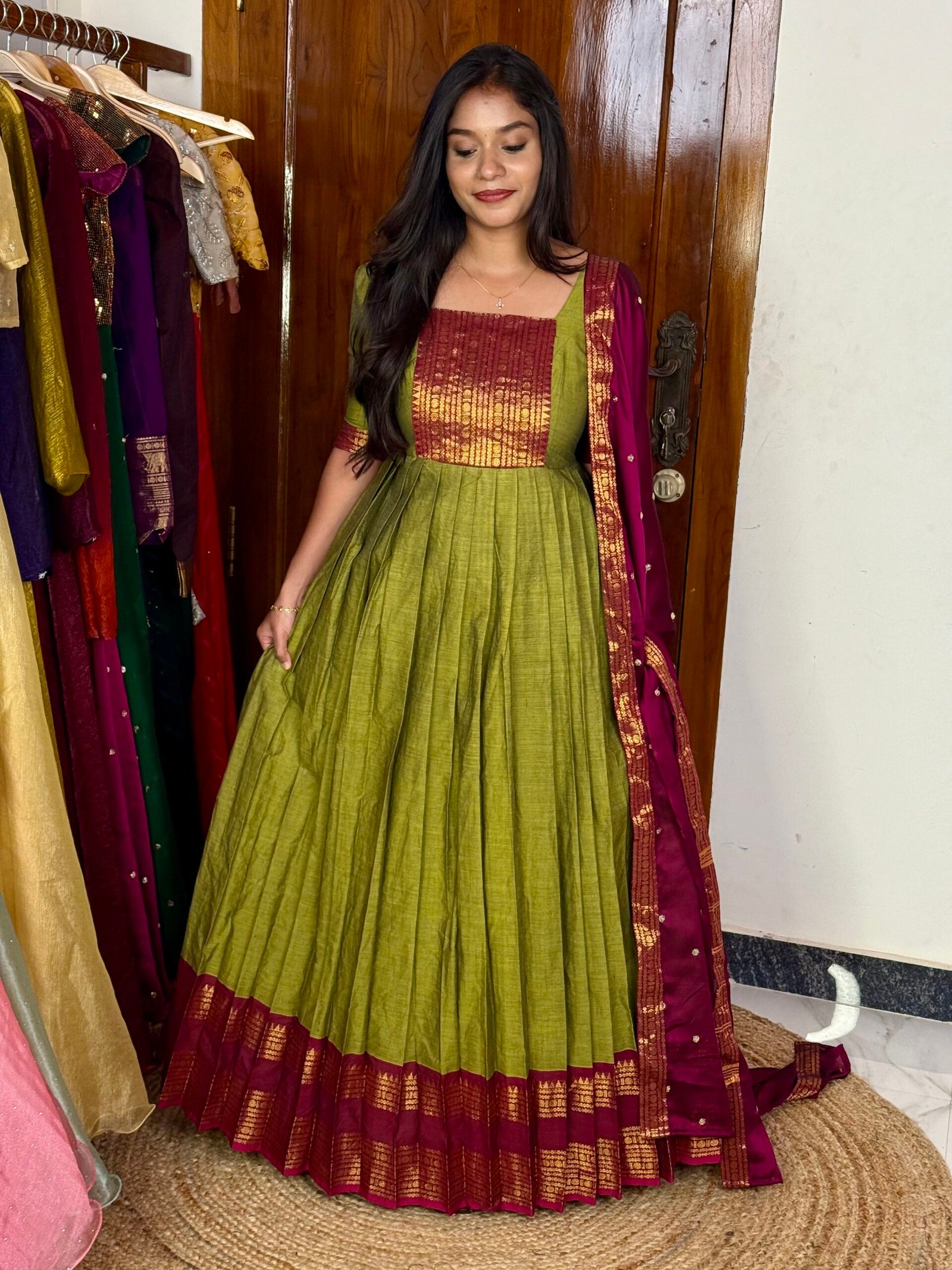 Mayil Maxi - Mehandi Green And Wine