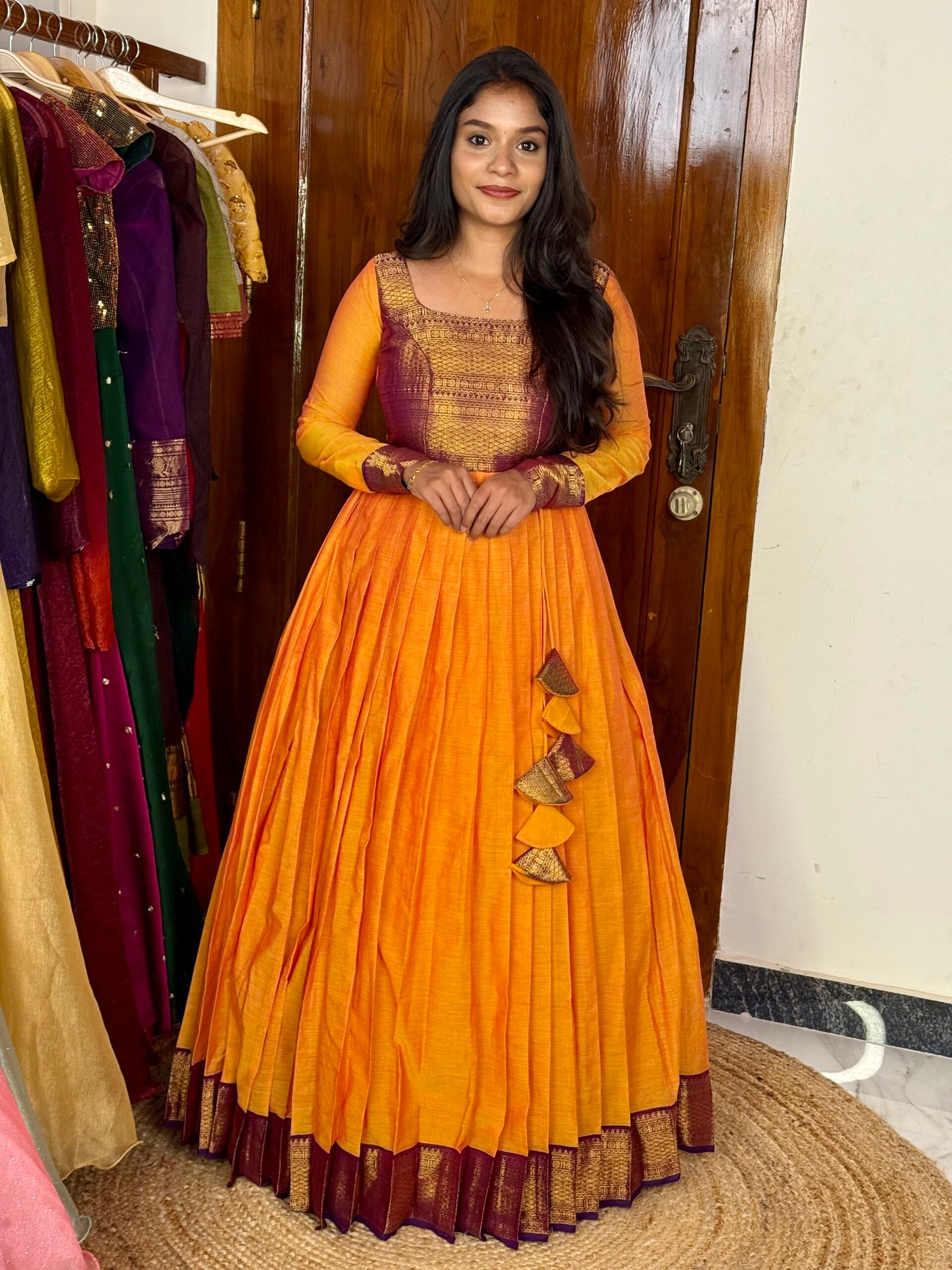 Mayil Maxi - Mustard And Purple