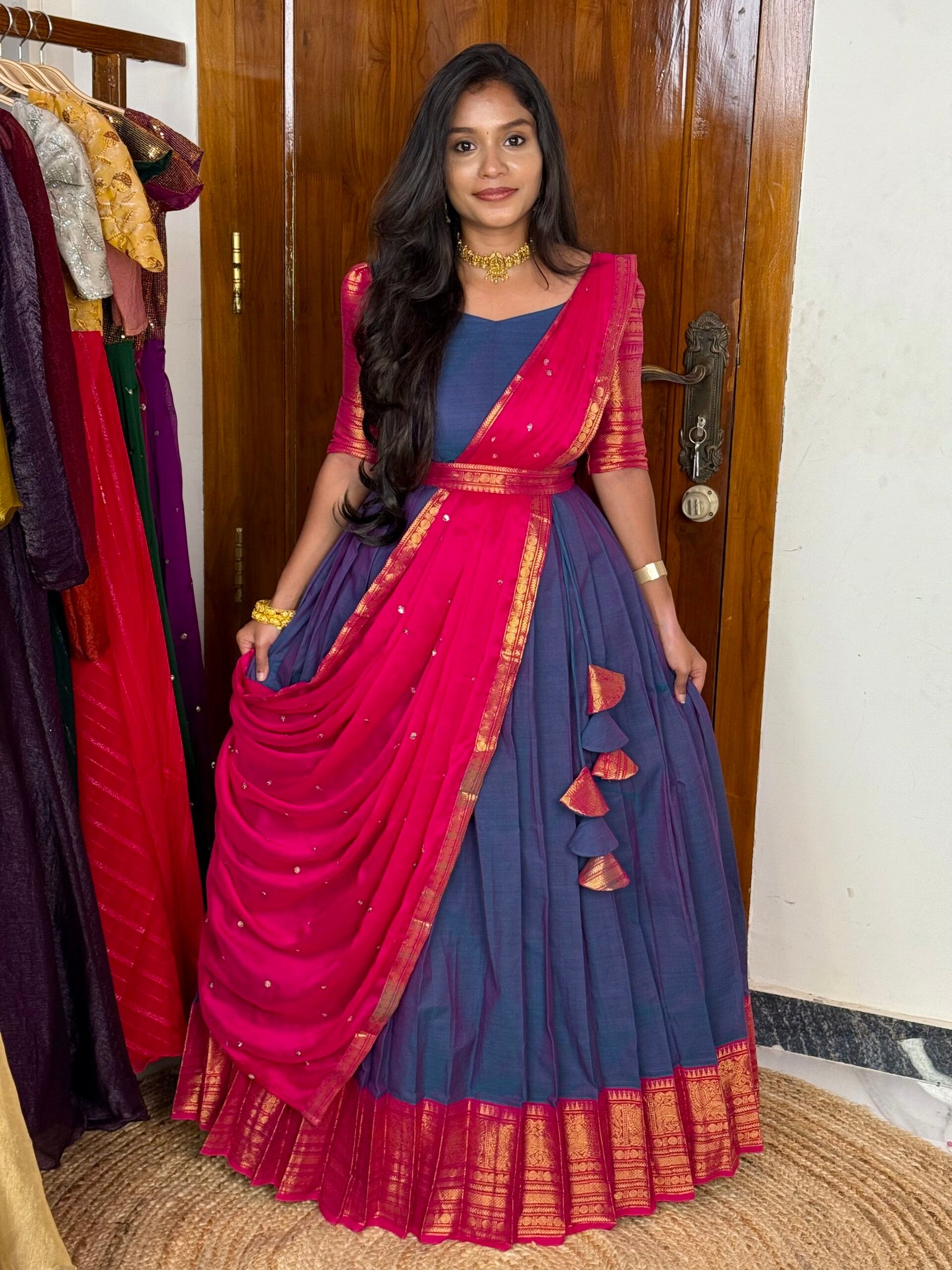 Mayil Maxi - Peacock And Ranipink