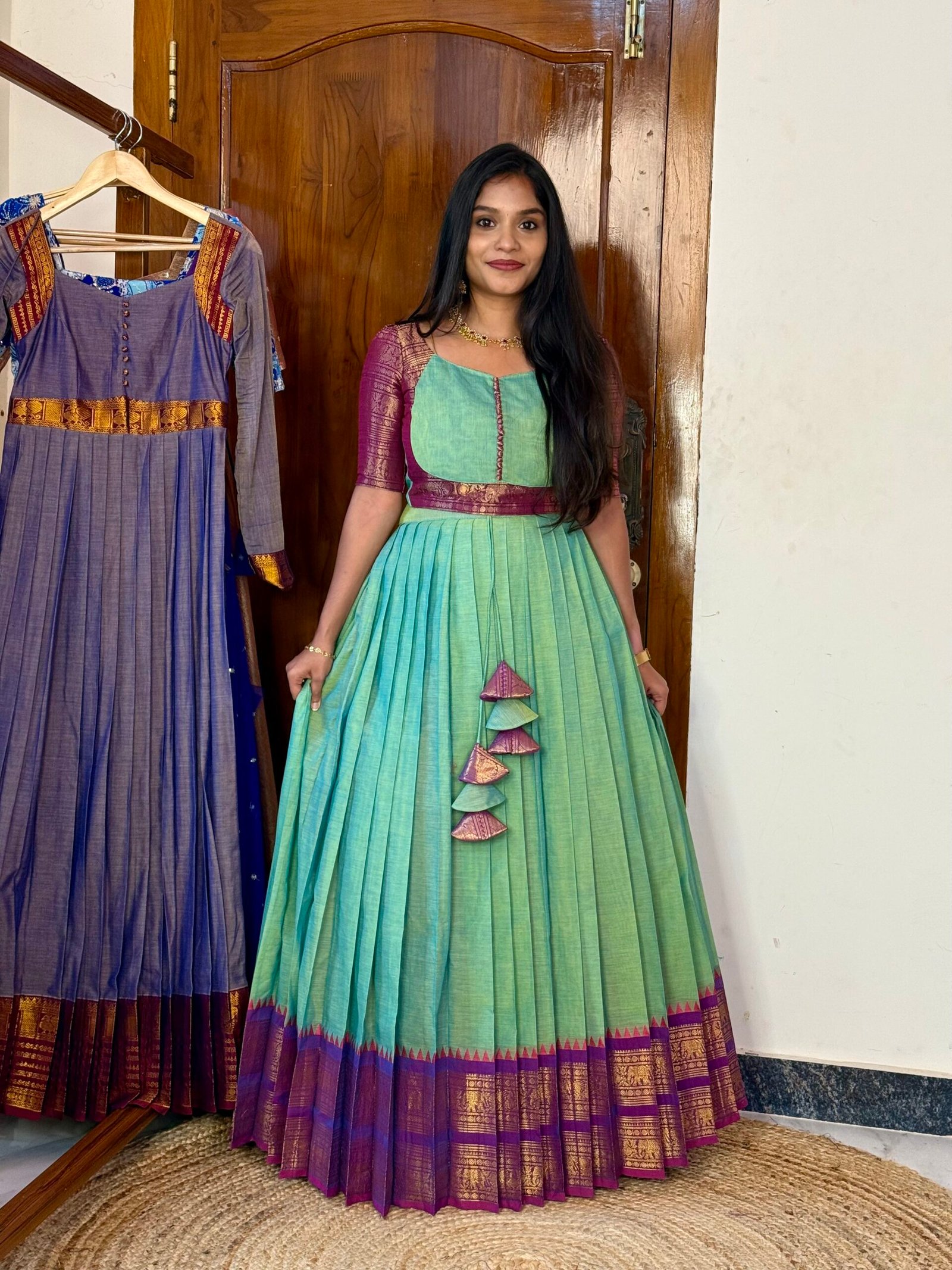 Mayil Sea green and Purple LEHENGA
