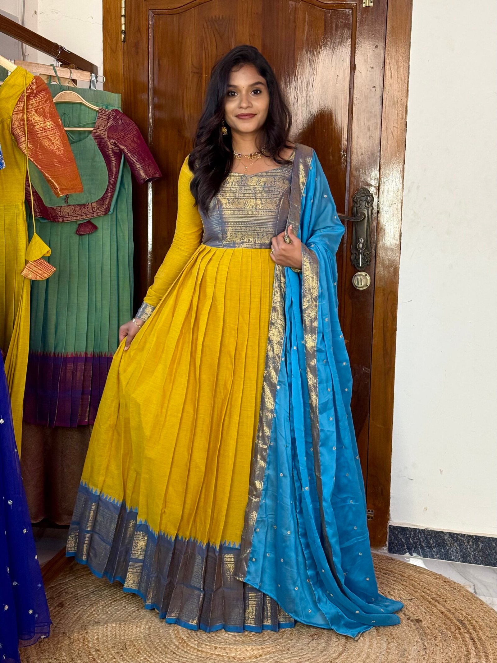 Mayil Yellow and blue Maxi