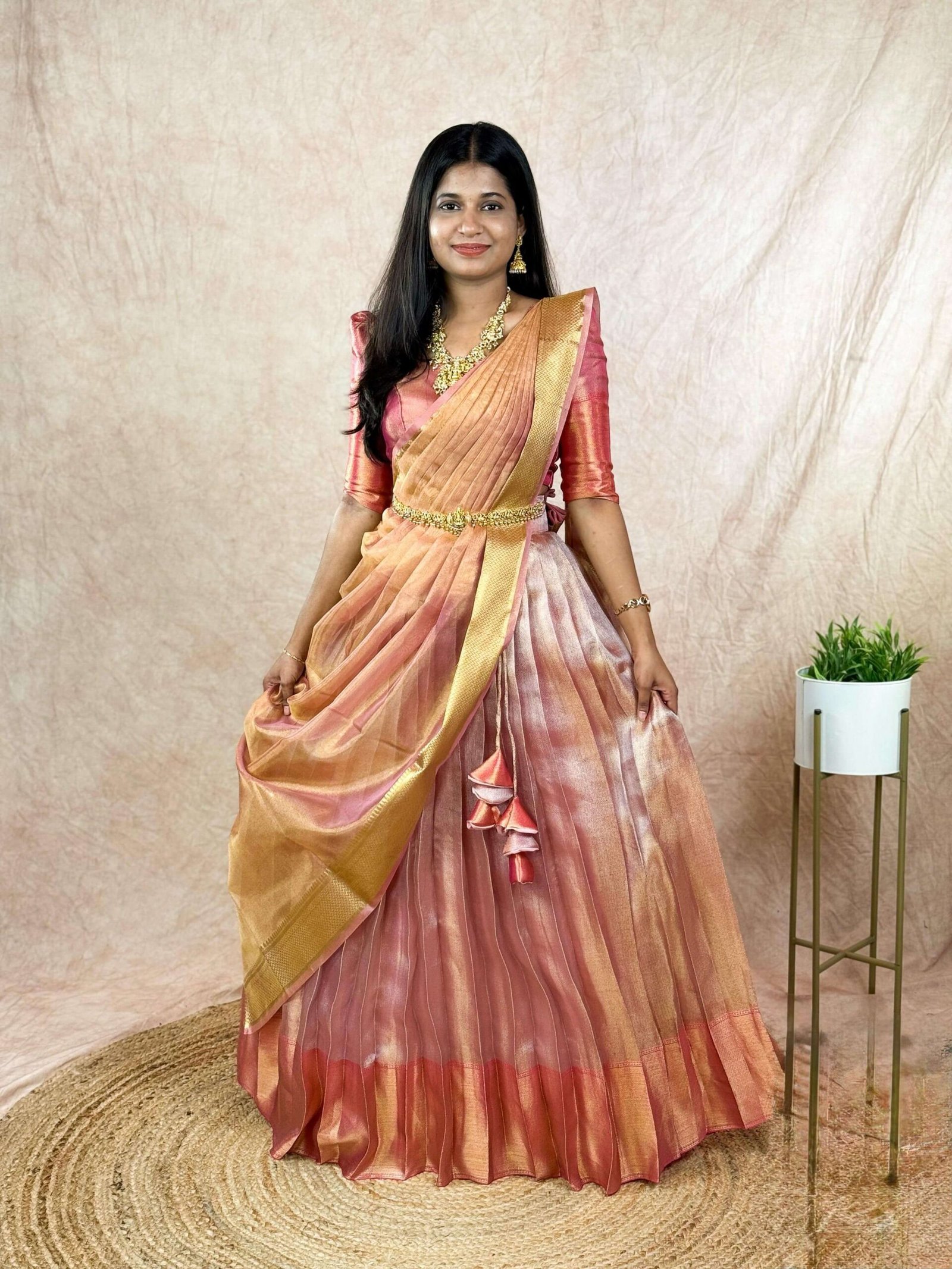 PINK TISSUE LEHENGA (Lehenga)