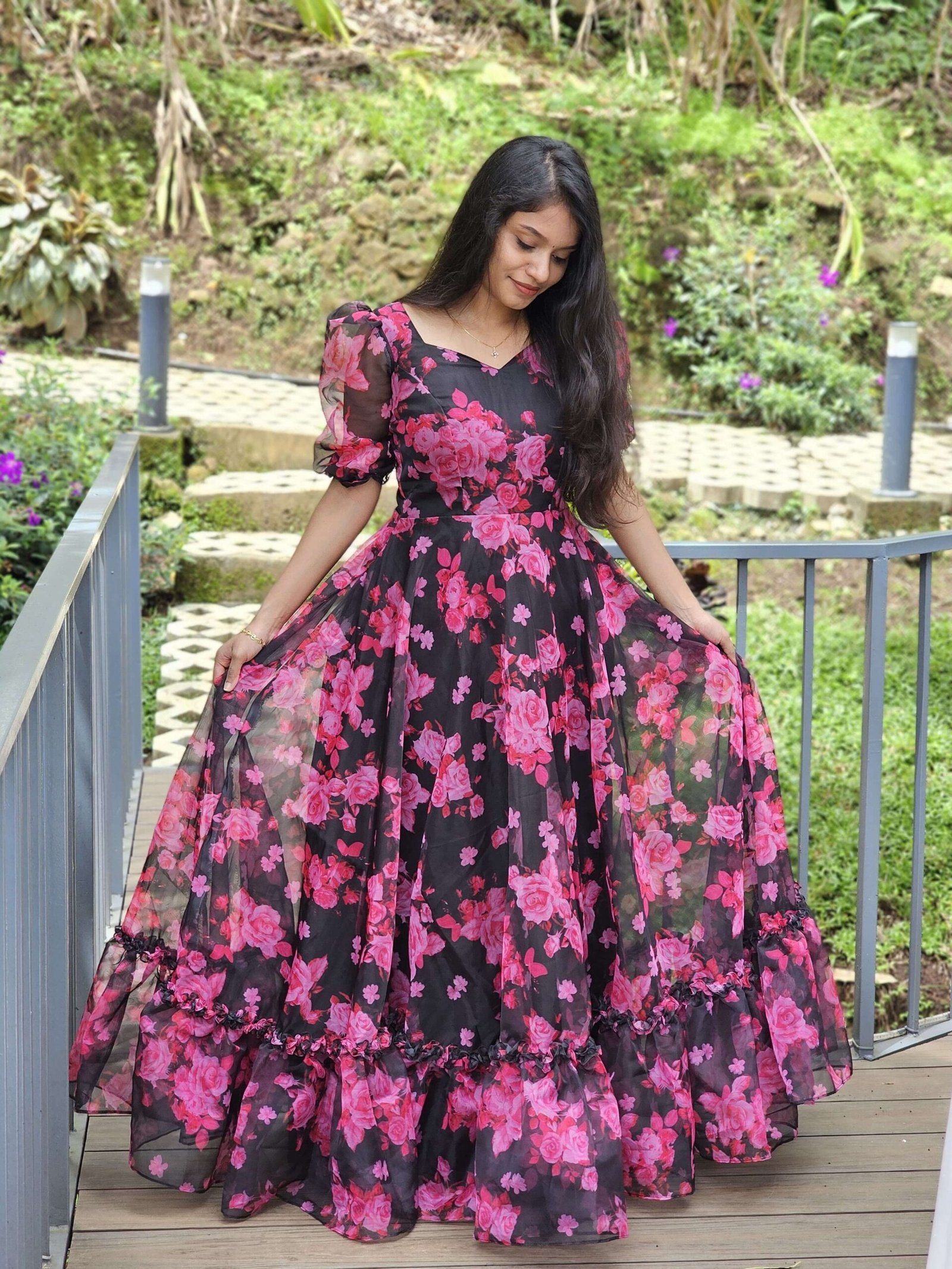 RUFFLED FLORAL ORGANZA (Maxi)