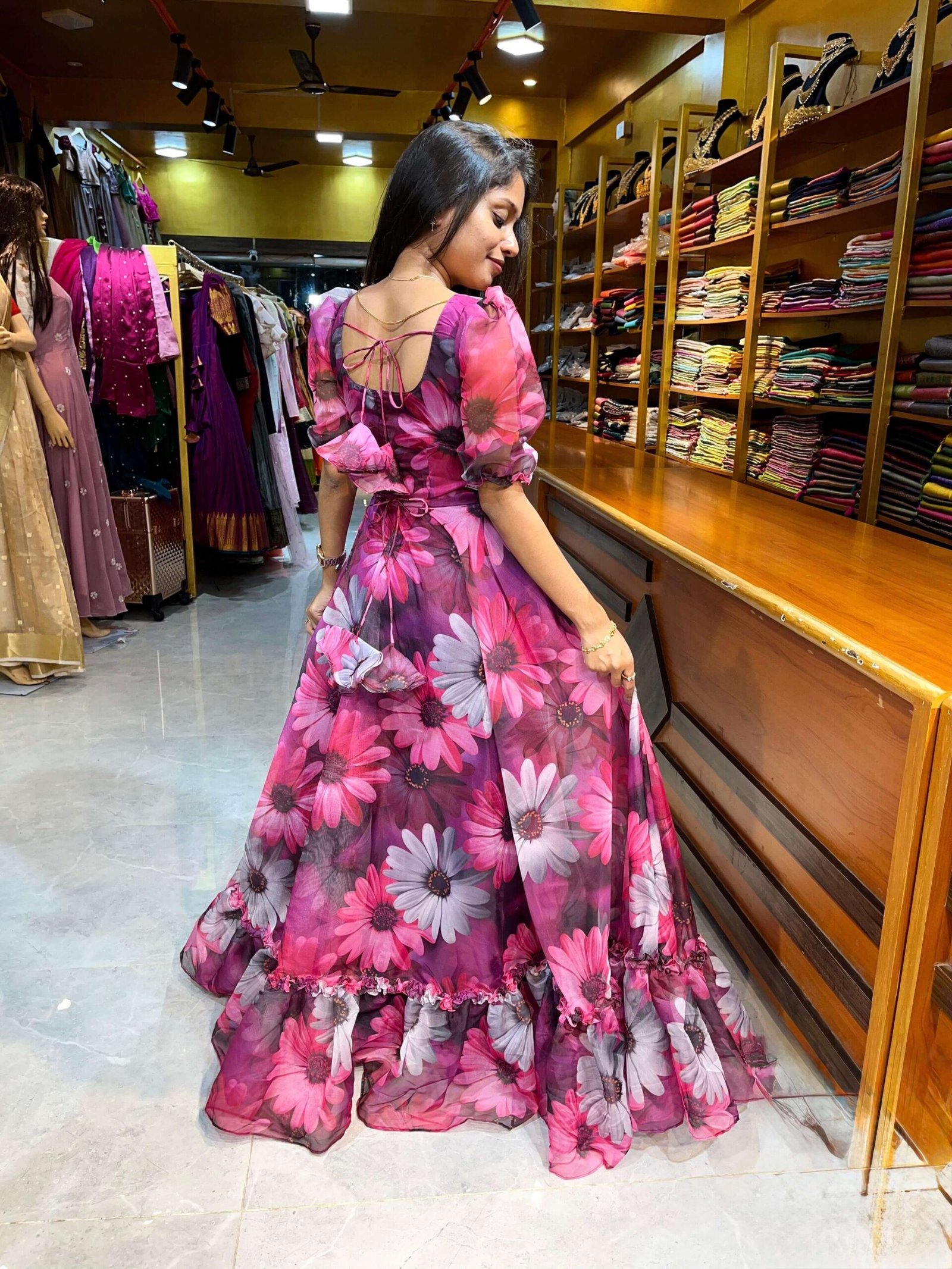 RUFFLED FLORAL ORGANZA (Maxi)