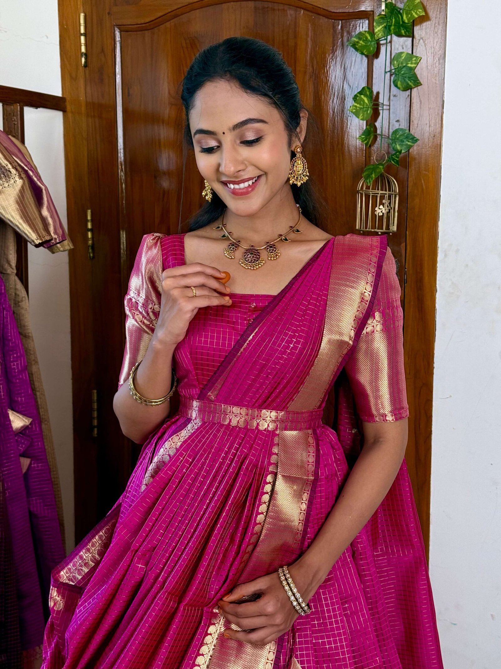 Zari Kattam Rani Pink