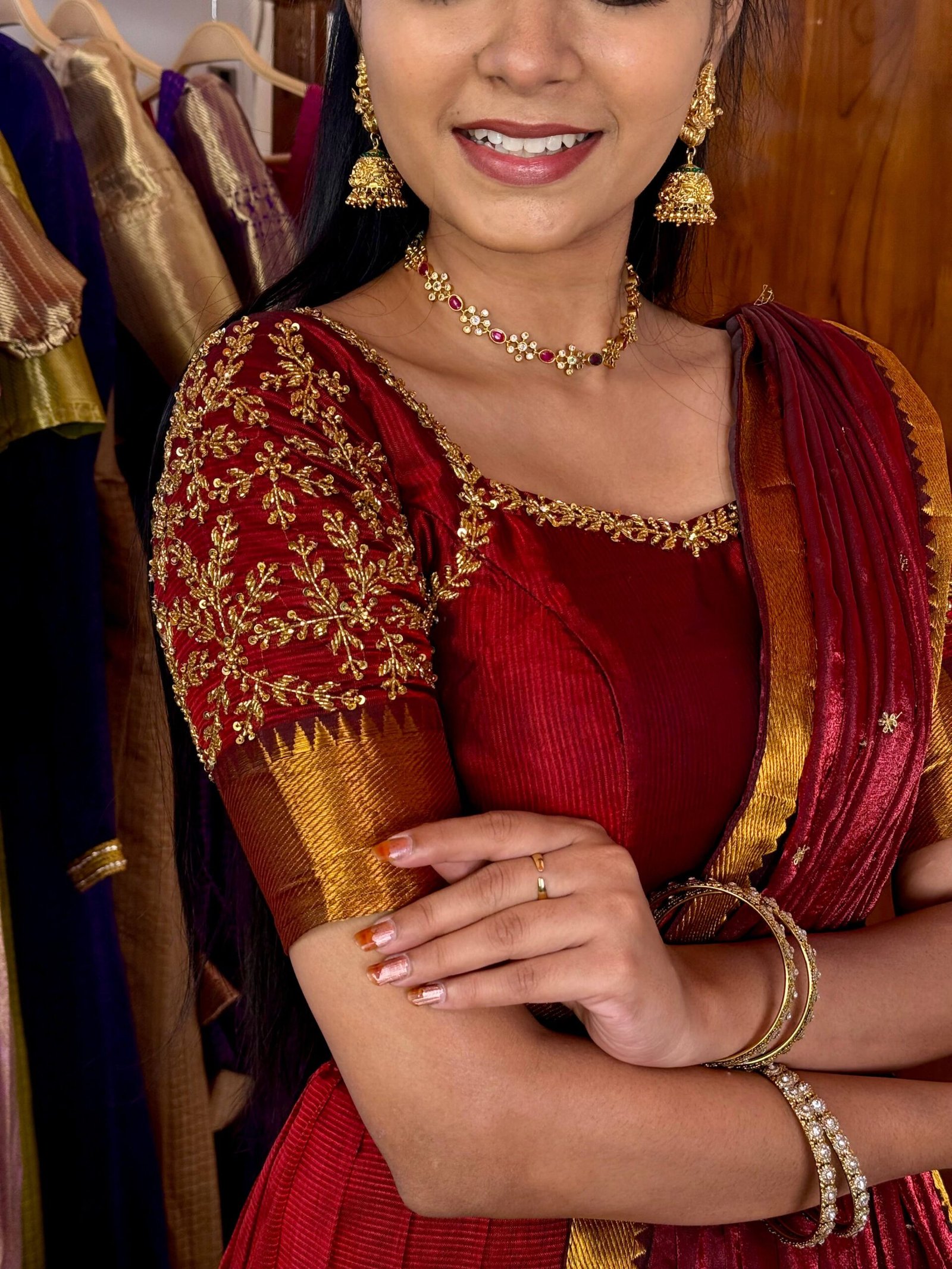 Mangalagiri Silk Premium Halfsaree - Maroon