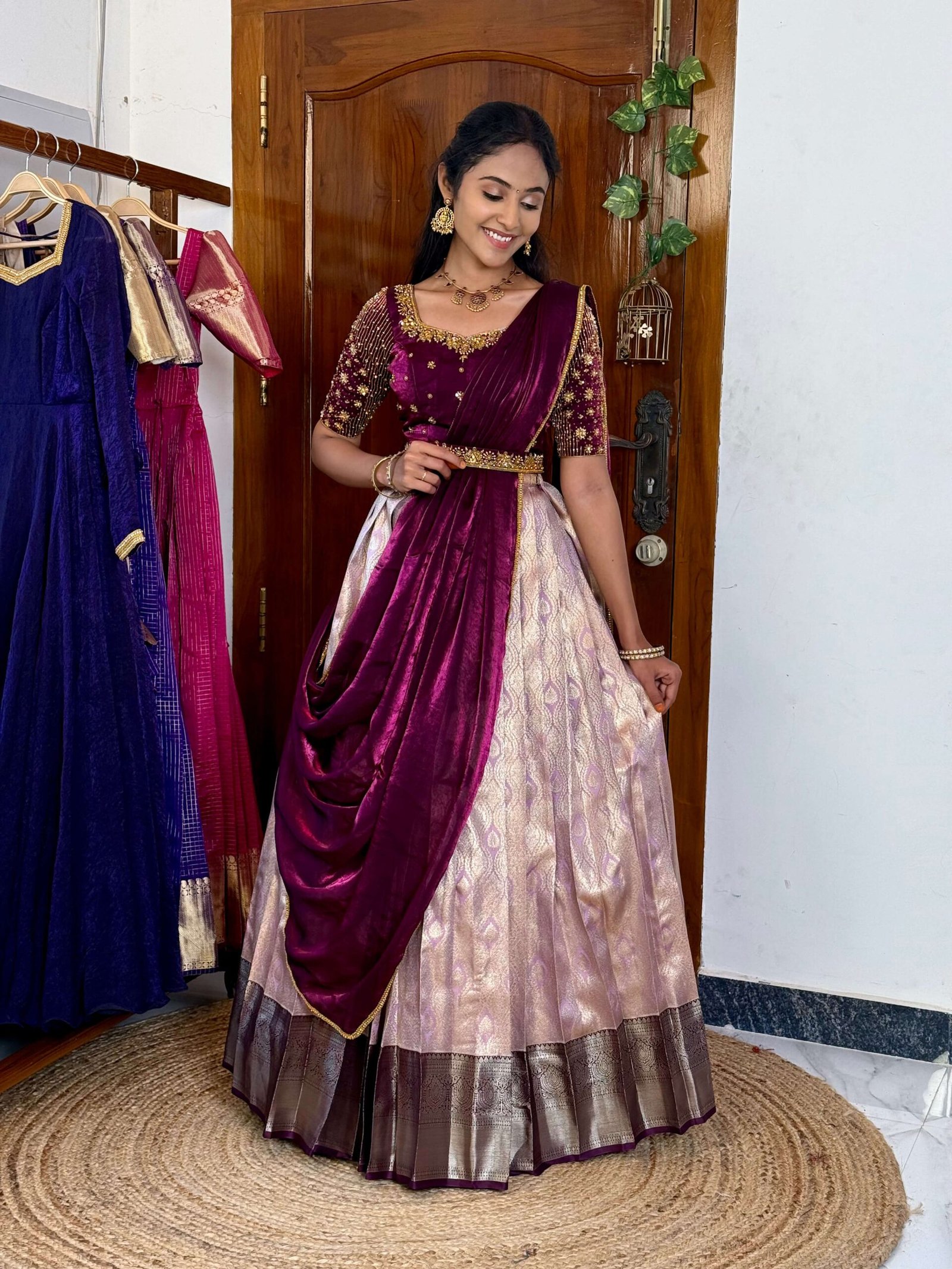 Purplelave Premium Kanchipuram Silk Lehenga