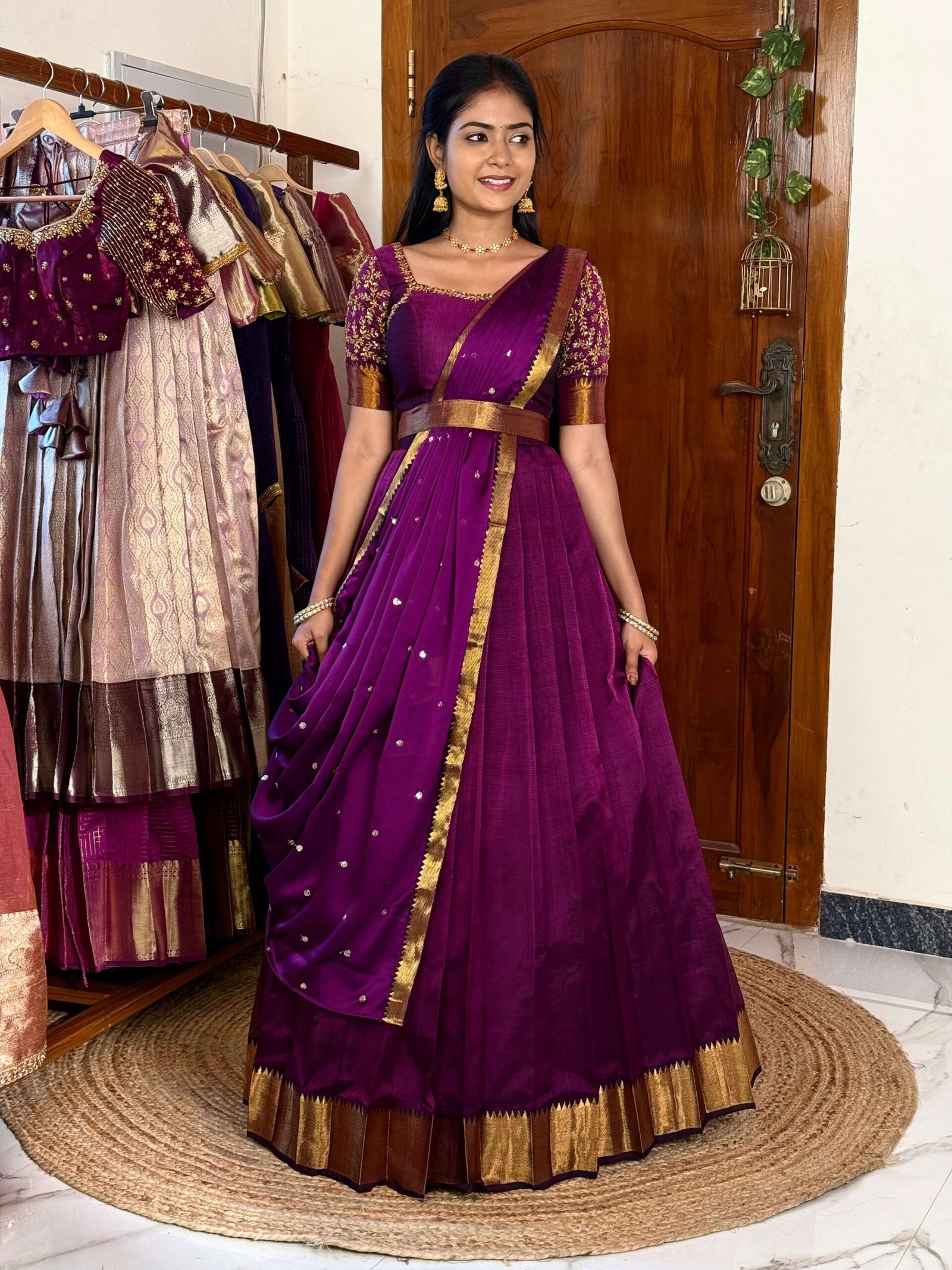 Mangalagiri Silk Premium Halfsaree - Purple