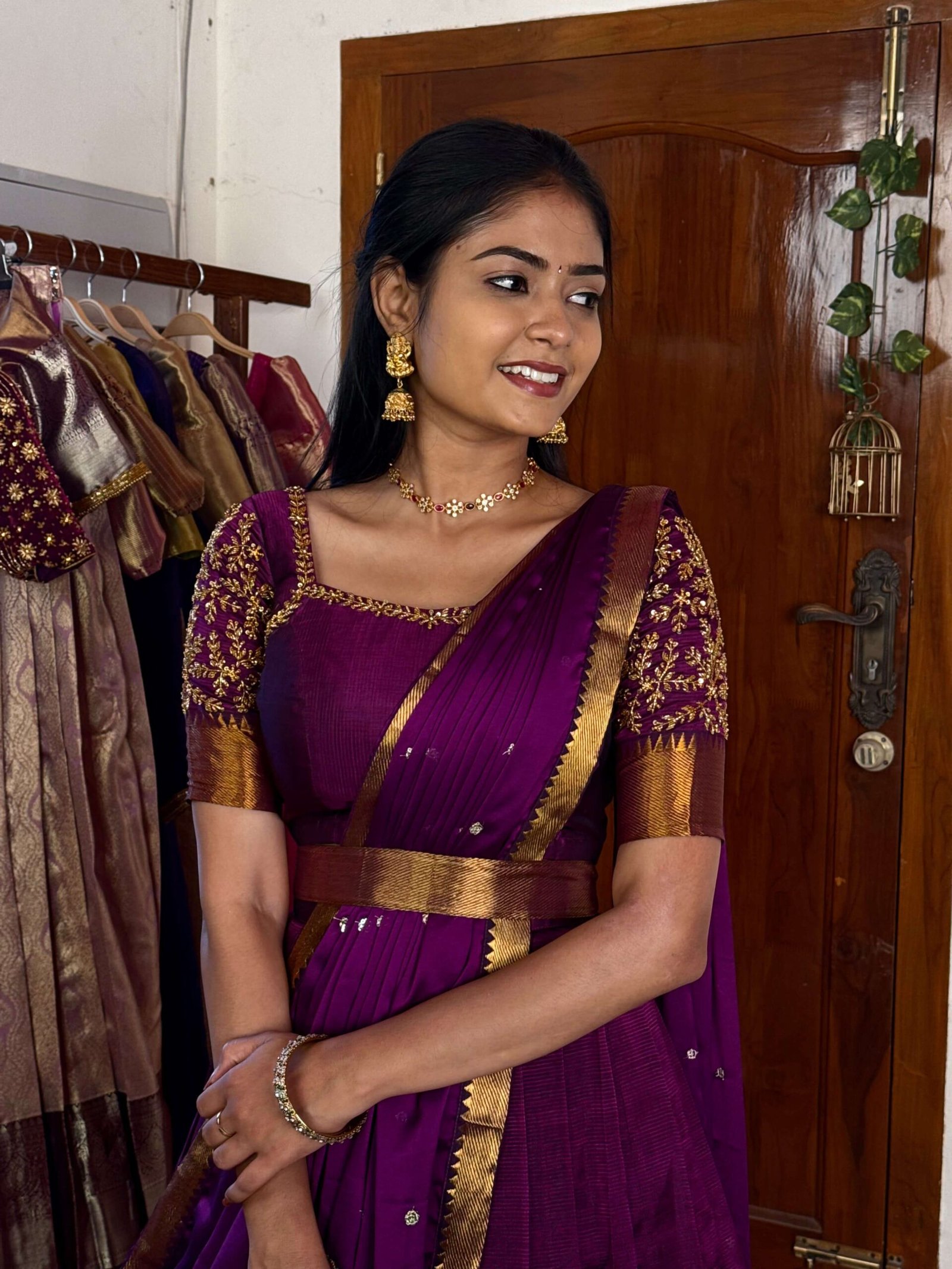Mangalagiri Silk Premium Halfsaree - Purple