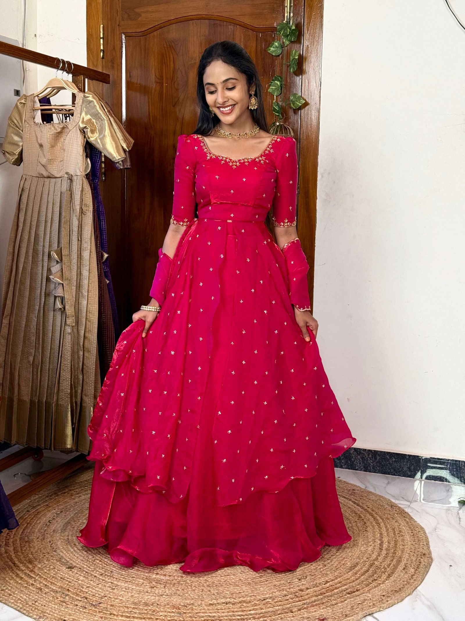 3 in 1 Rani pink AIRA Lehenga