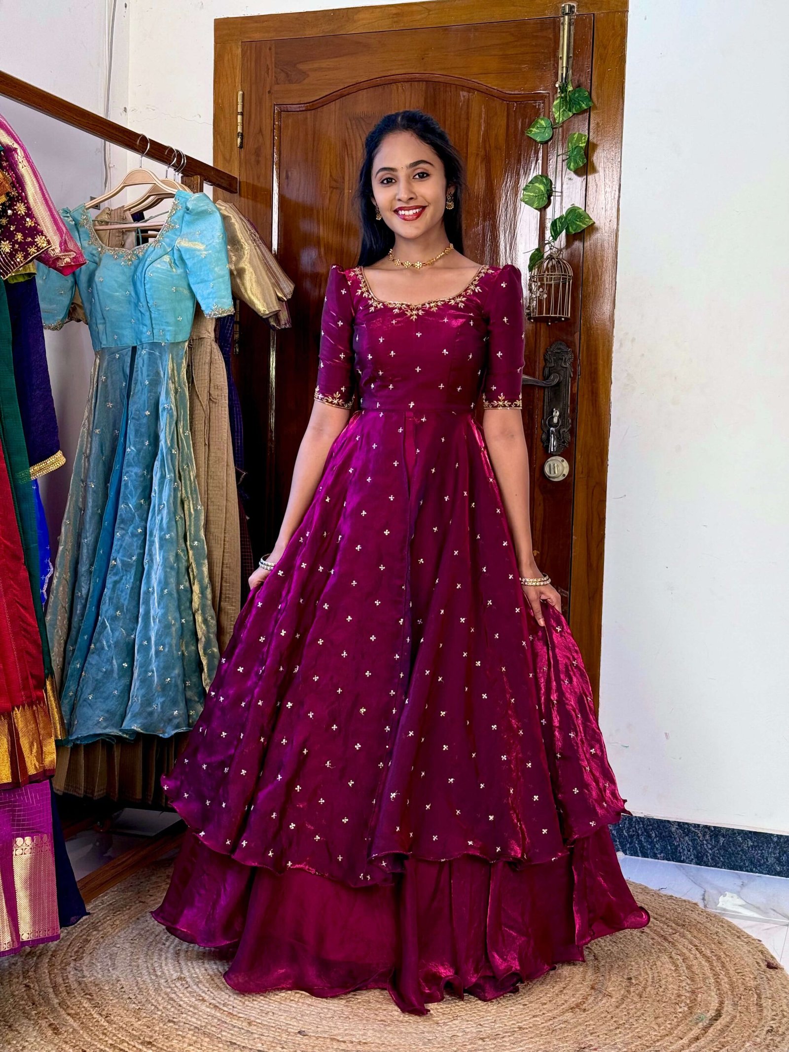 3 in 1 Magenta wine AIRA Lehenga