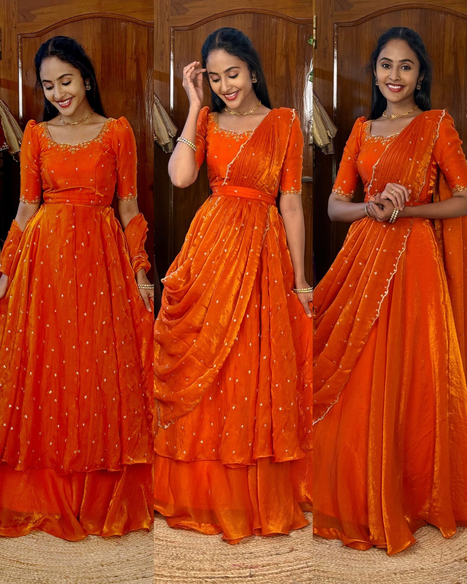 3 in 1 Orange AIRA Lehenga