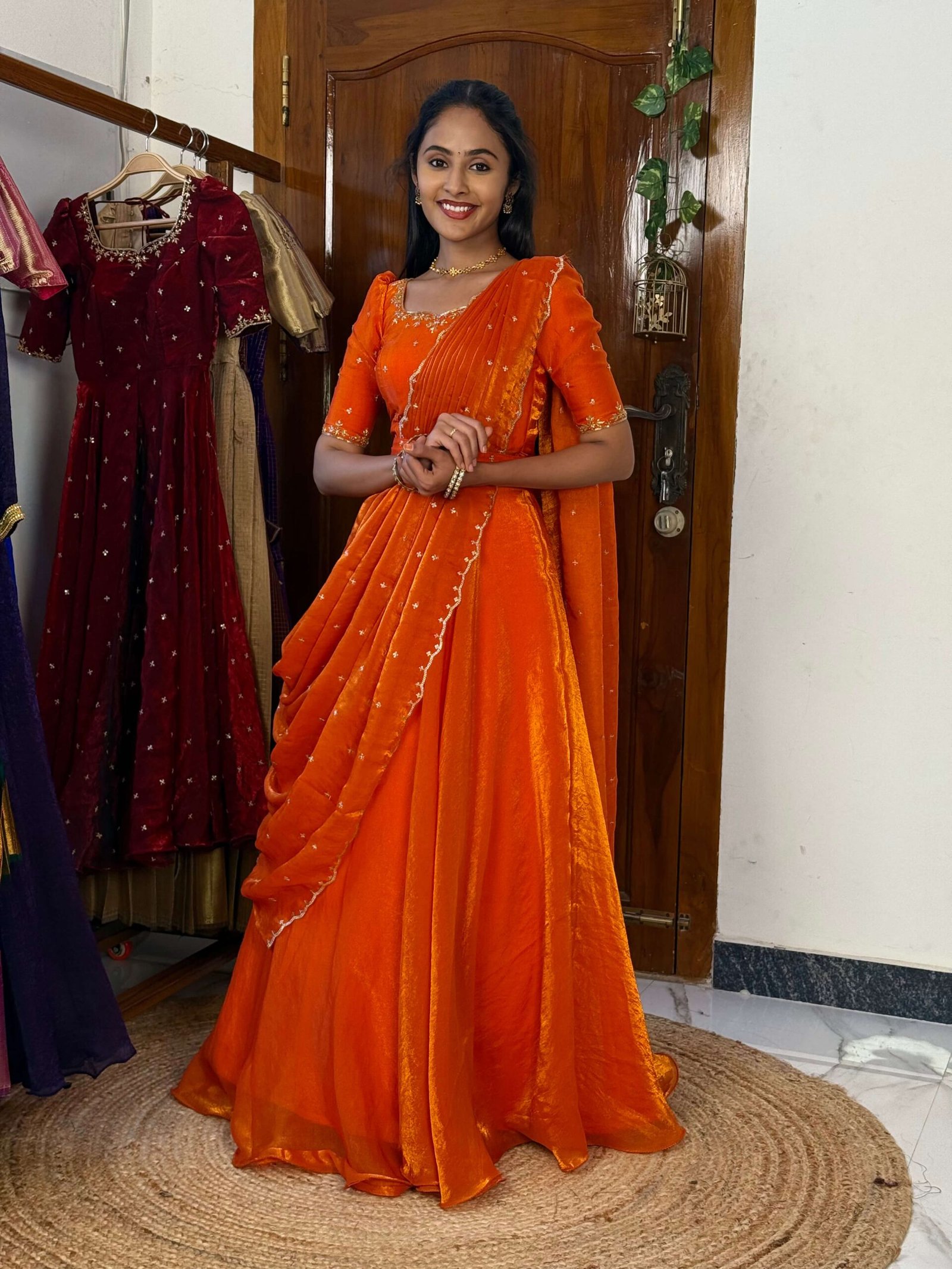 3 in 1 Orange AIRA Lehenga