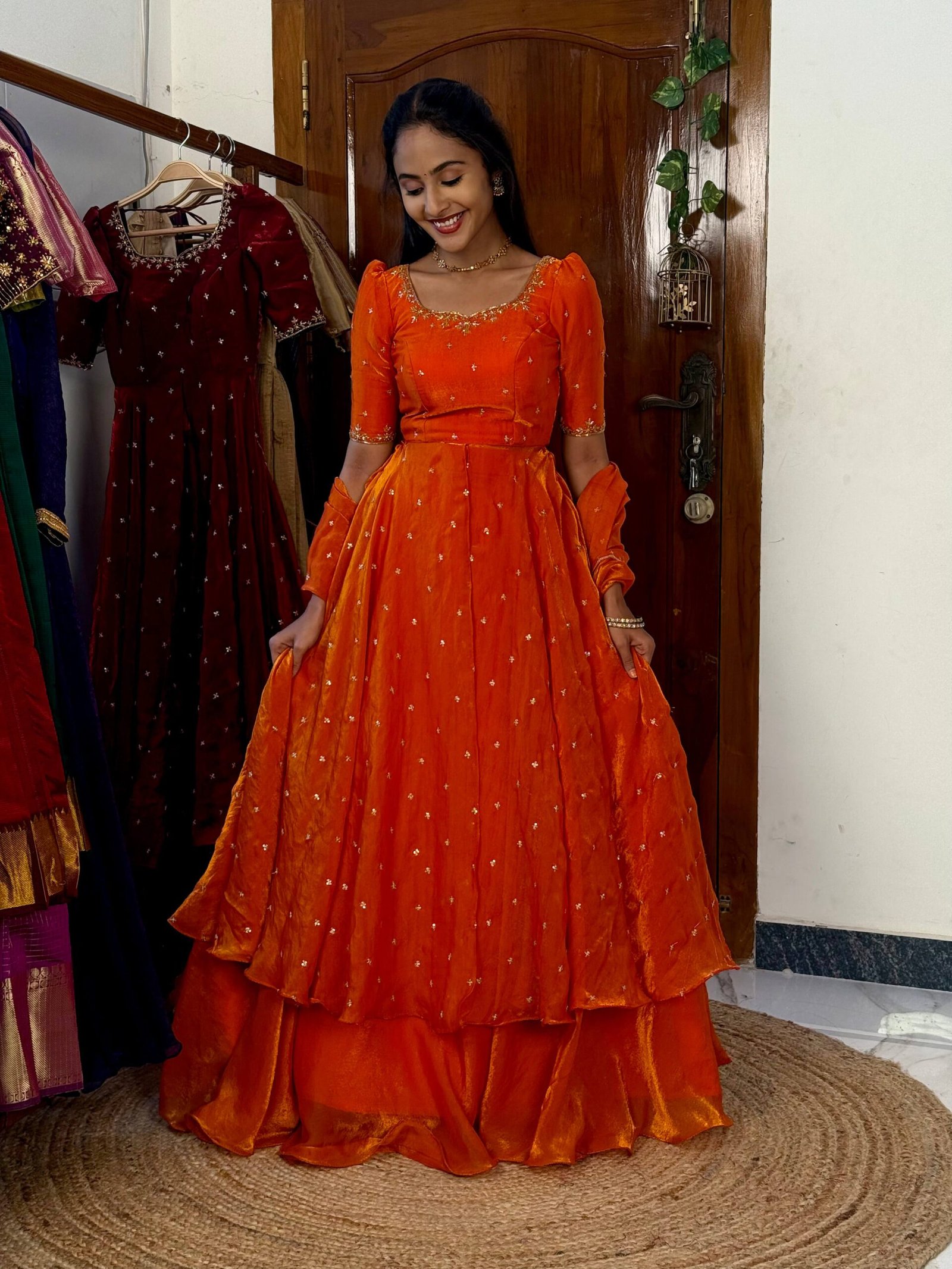 3 in 1 Orange AIRA Lehenga