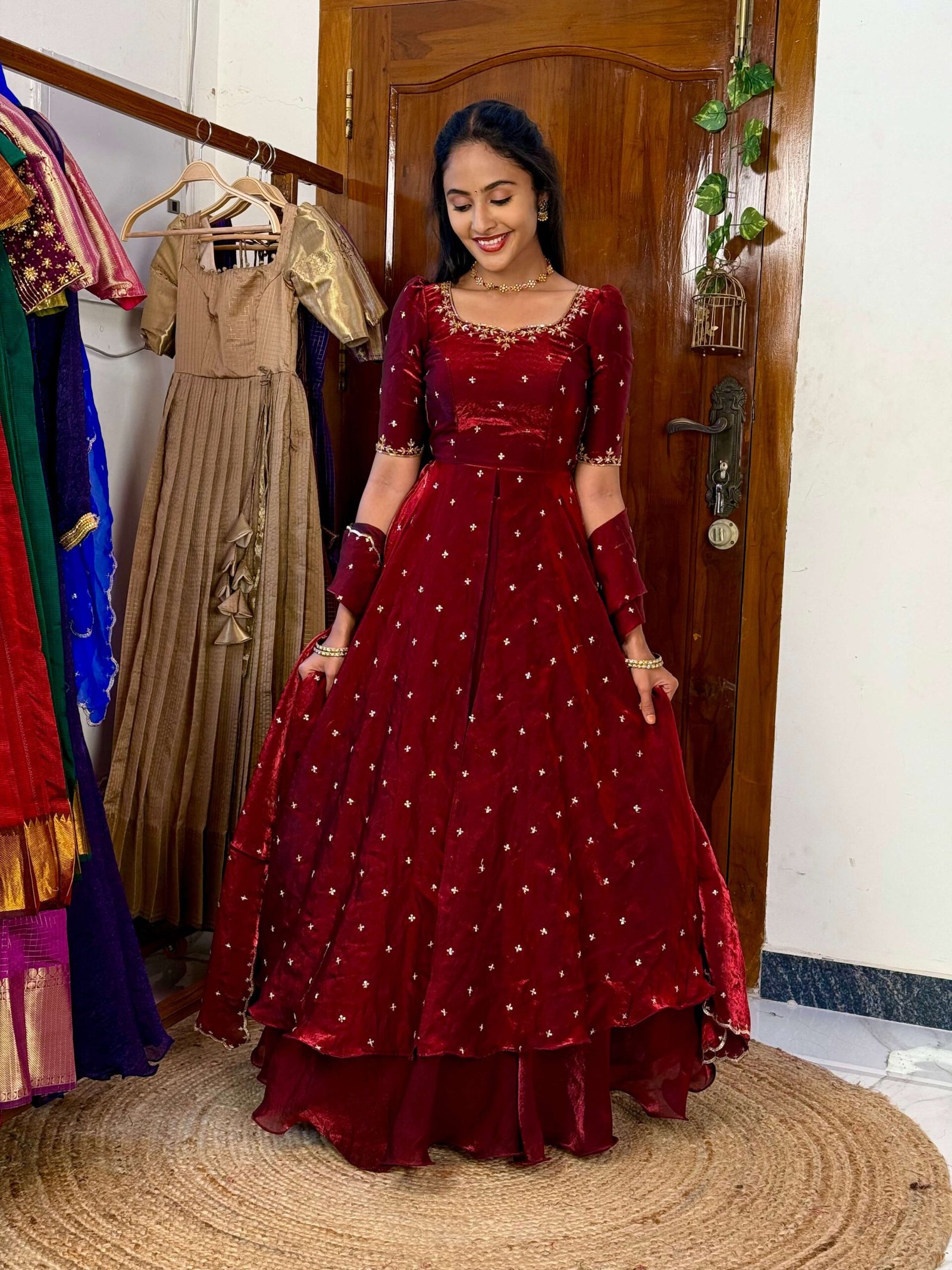 3 in 1 Maroon AIRA Lehenga