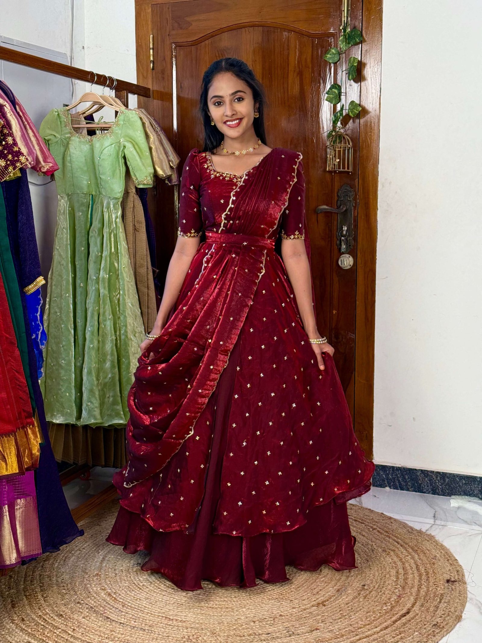 3 in 1 Maroon AIRA Lehenga