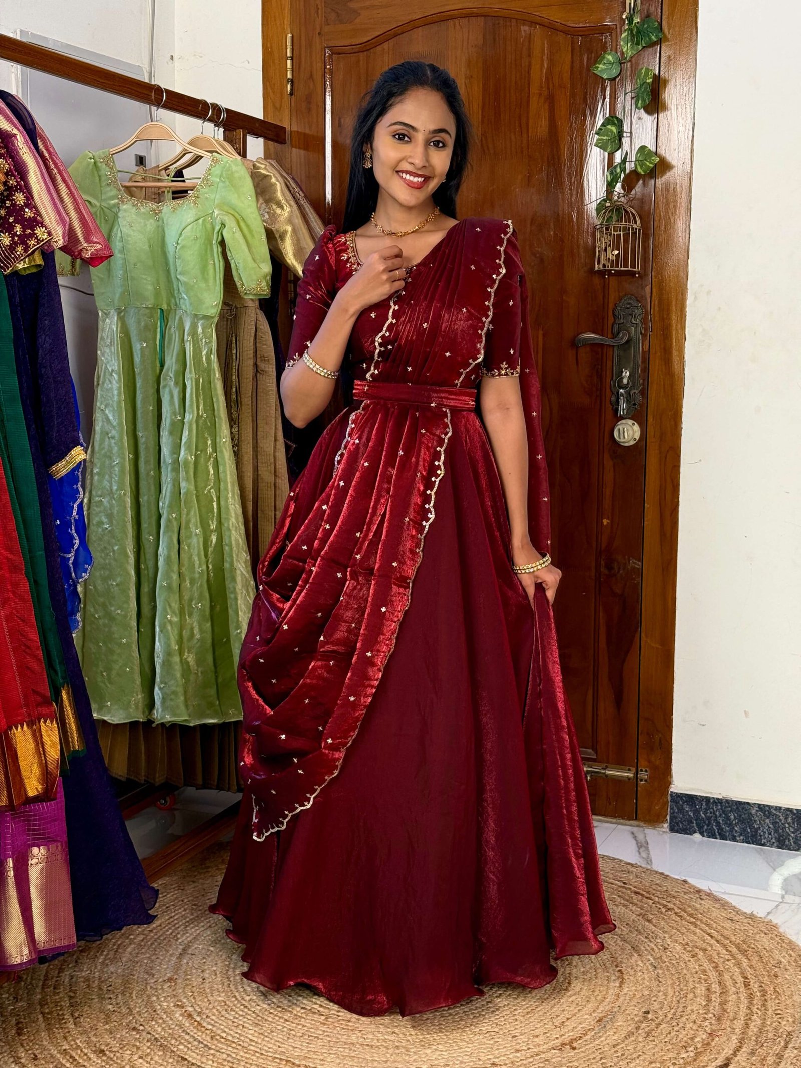 3 in 1 Maroon AIRA Lehenga