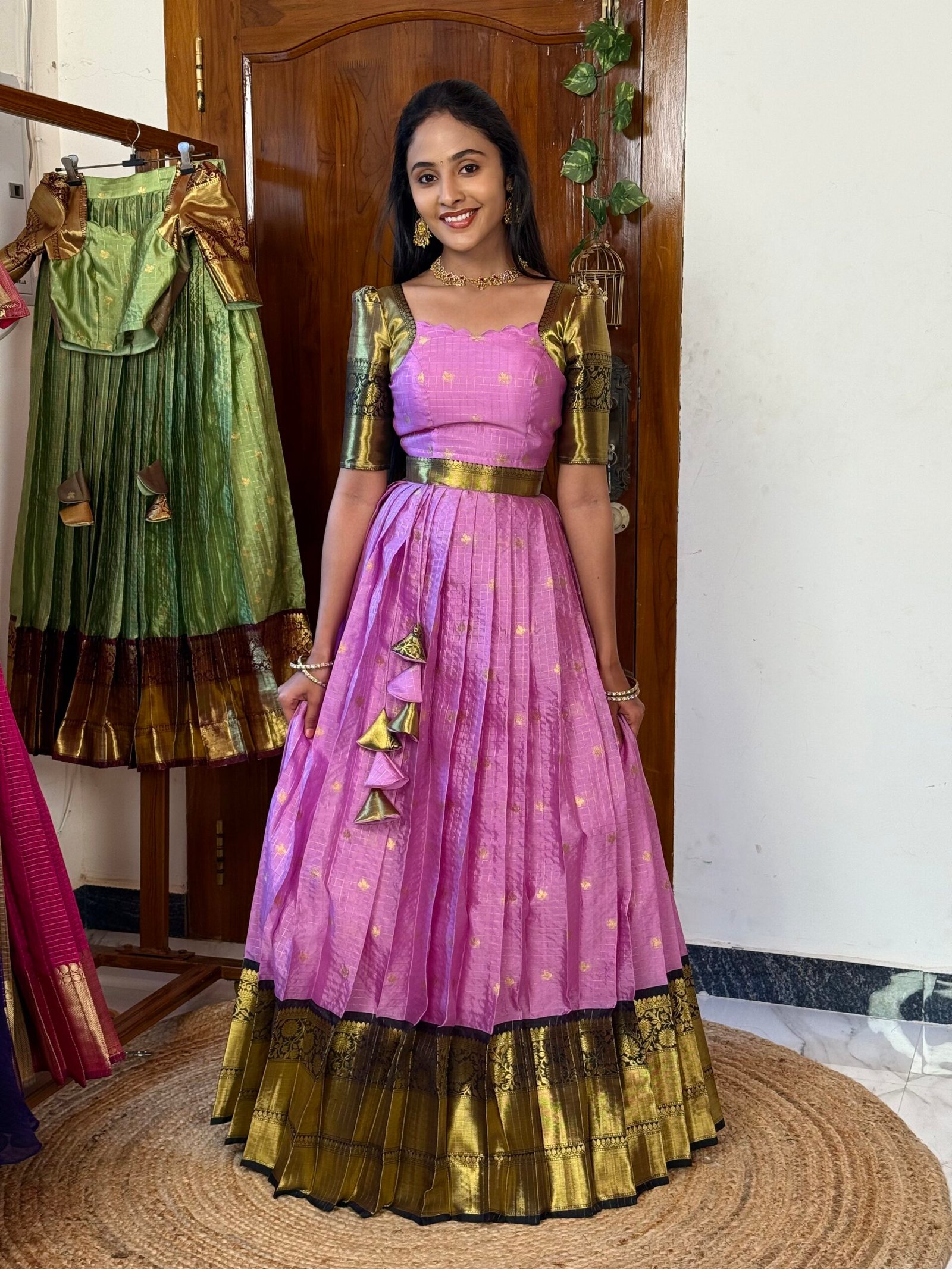 Kanmani Lavender and black lehenga