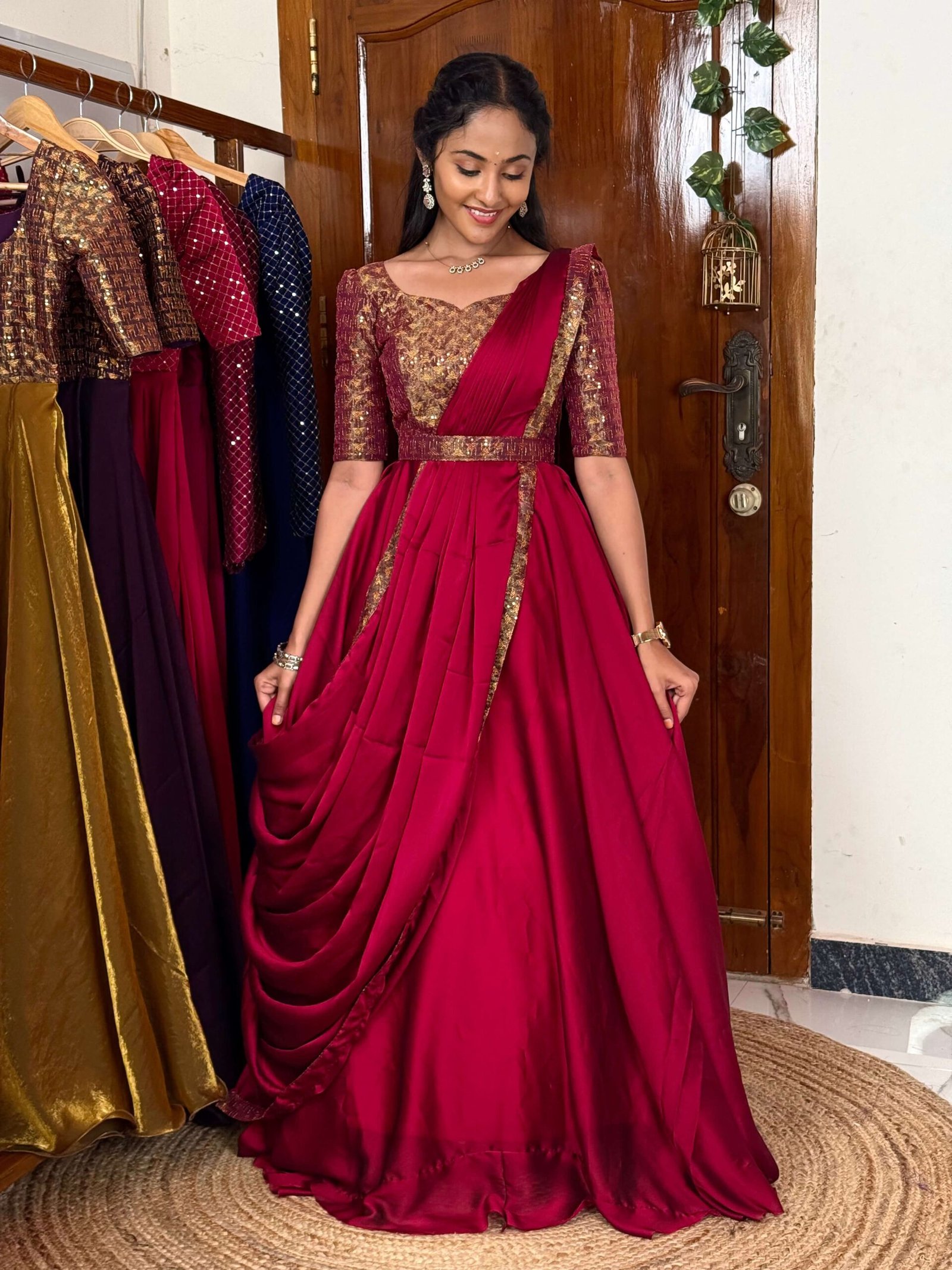 Hazel dark pink maxi