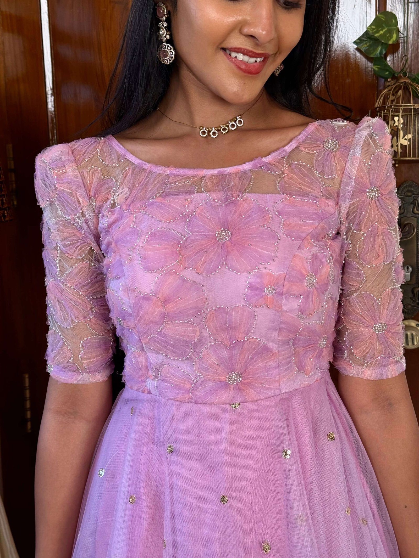 Princess Lavender - full bead worked ruffled maxi set