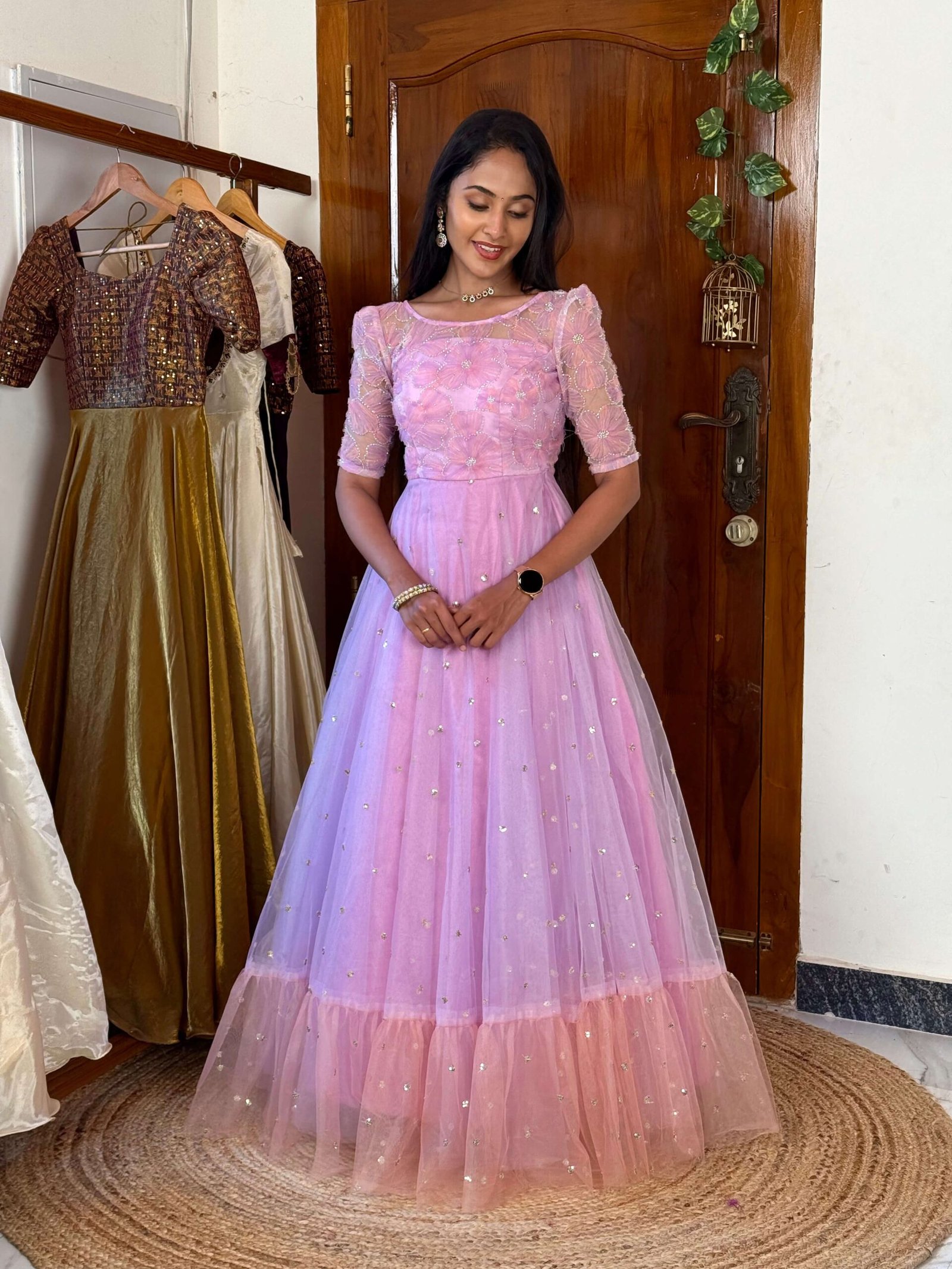 Princess Lavender - full bead worked ruffled maxi set